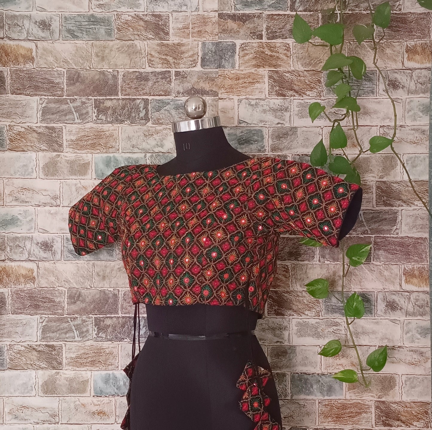 Black Multicolor Mirrorwork Blouse