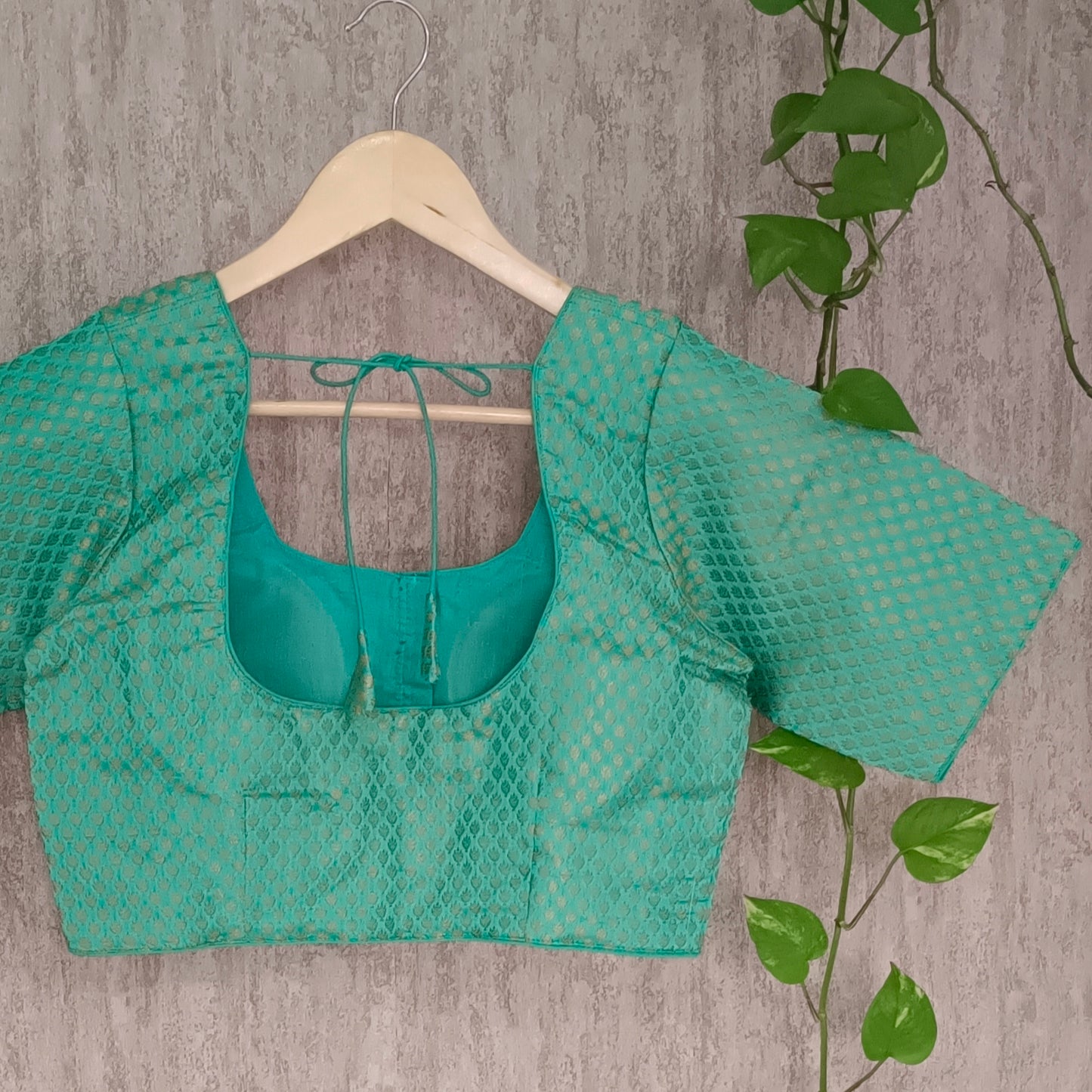 Classic Aqua Green Brocade Blouse(assorted)