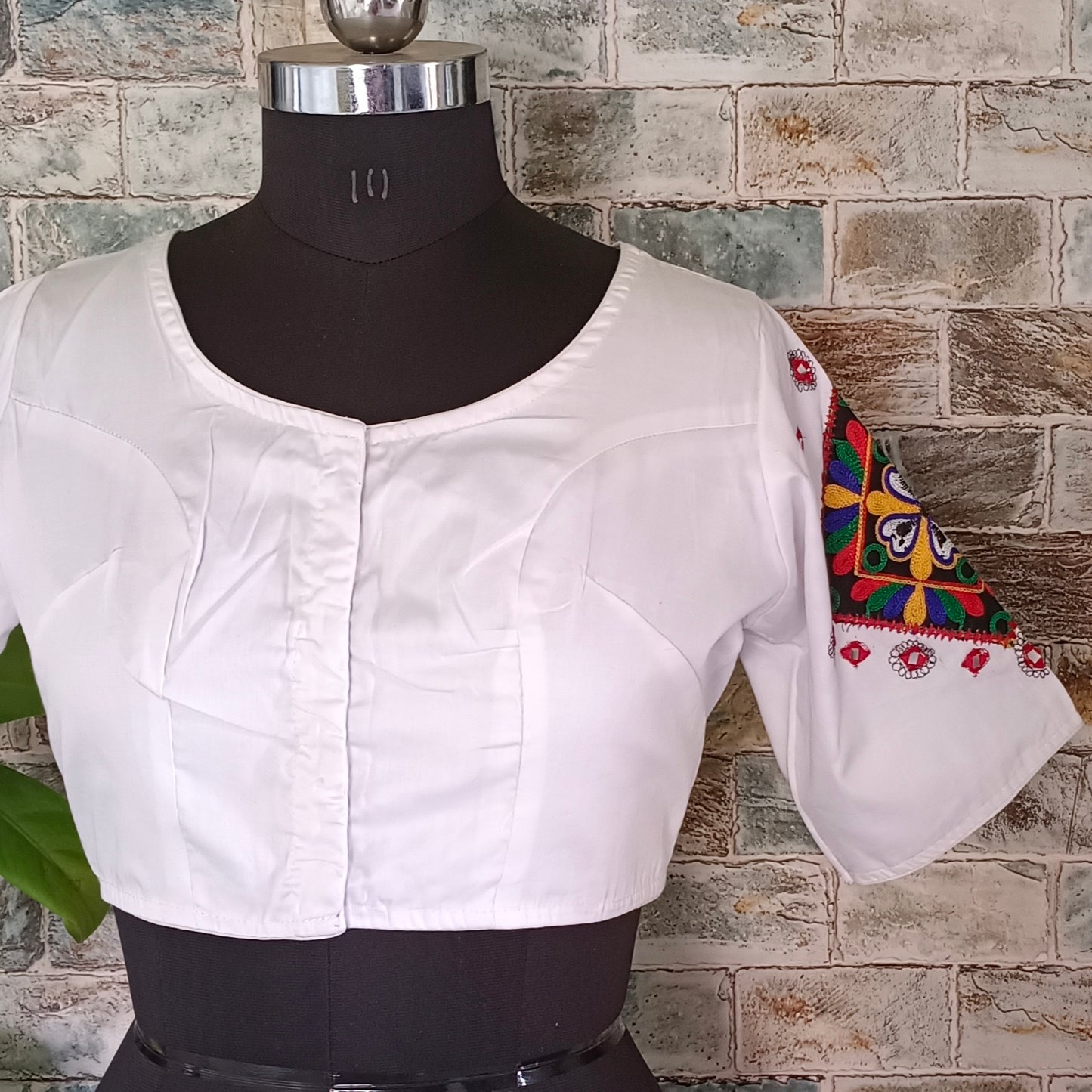 Patchwork with Multicolor Embroidery Blouse