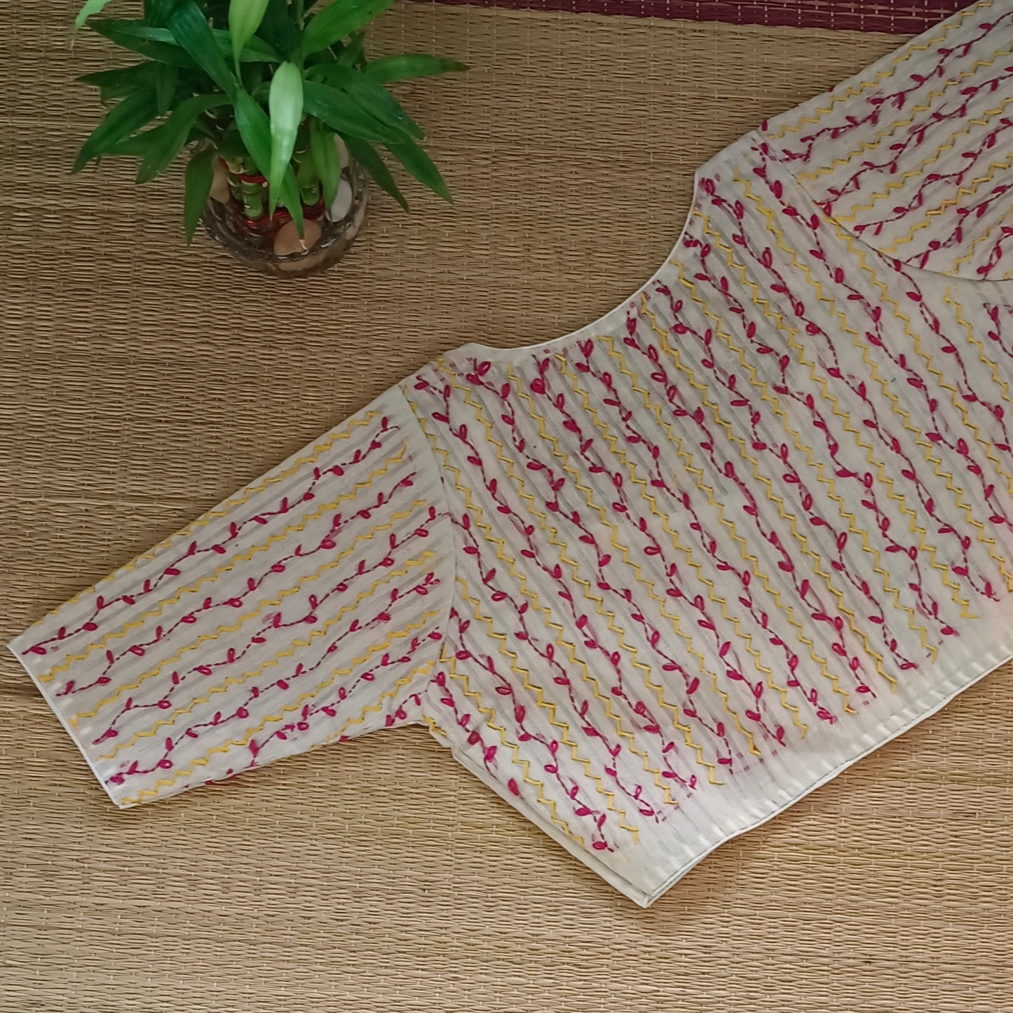 Beige hand embroidery blouse