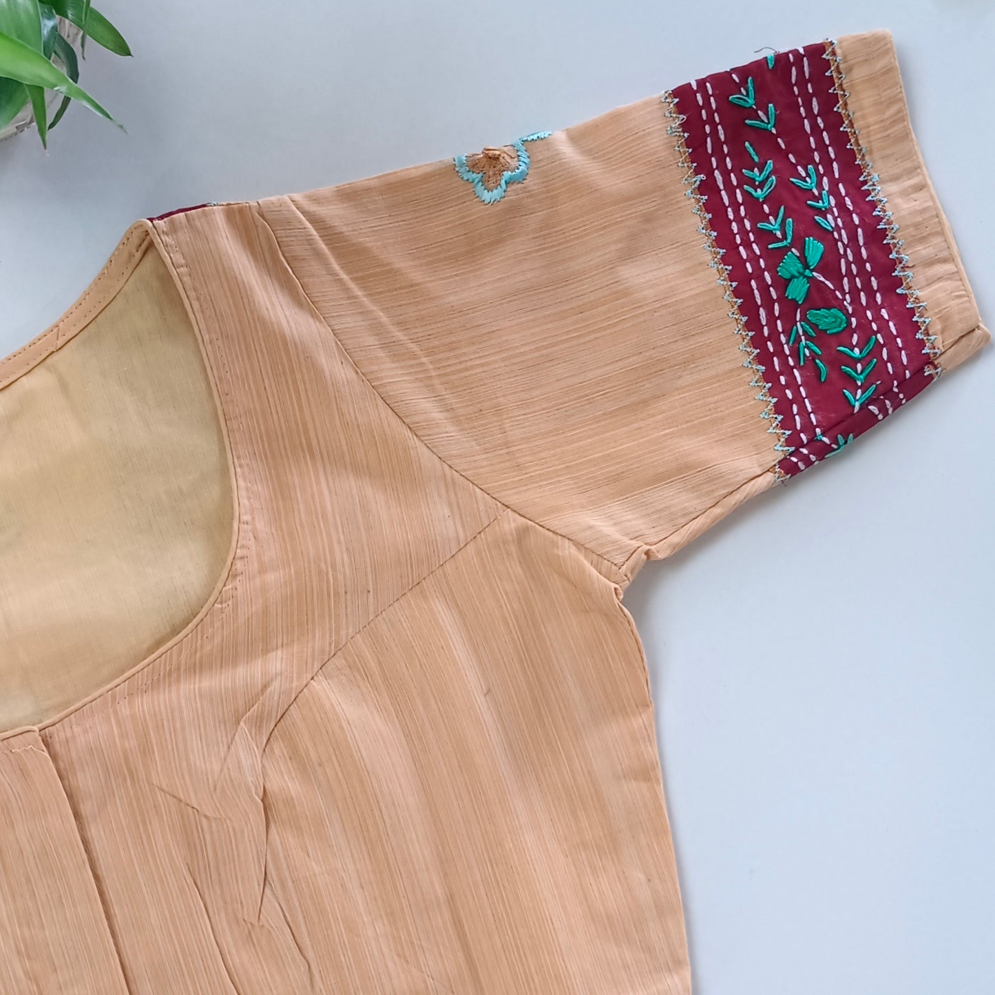 Beige patchwork blouse