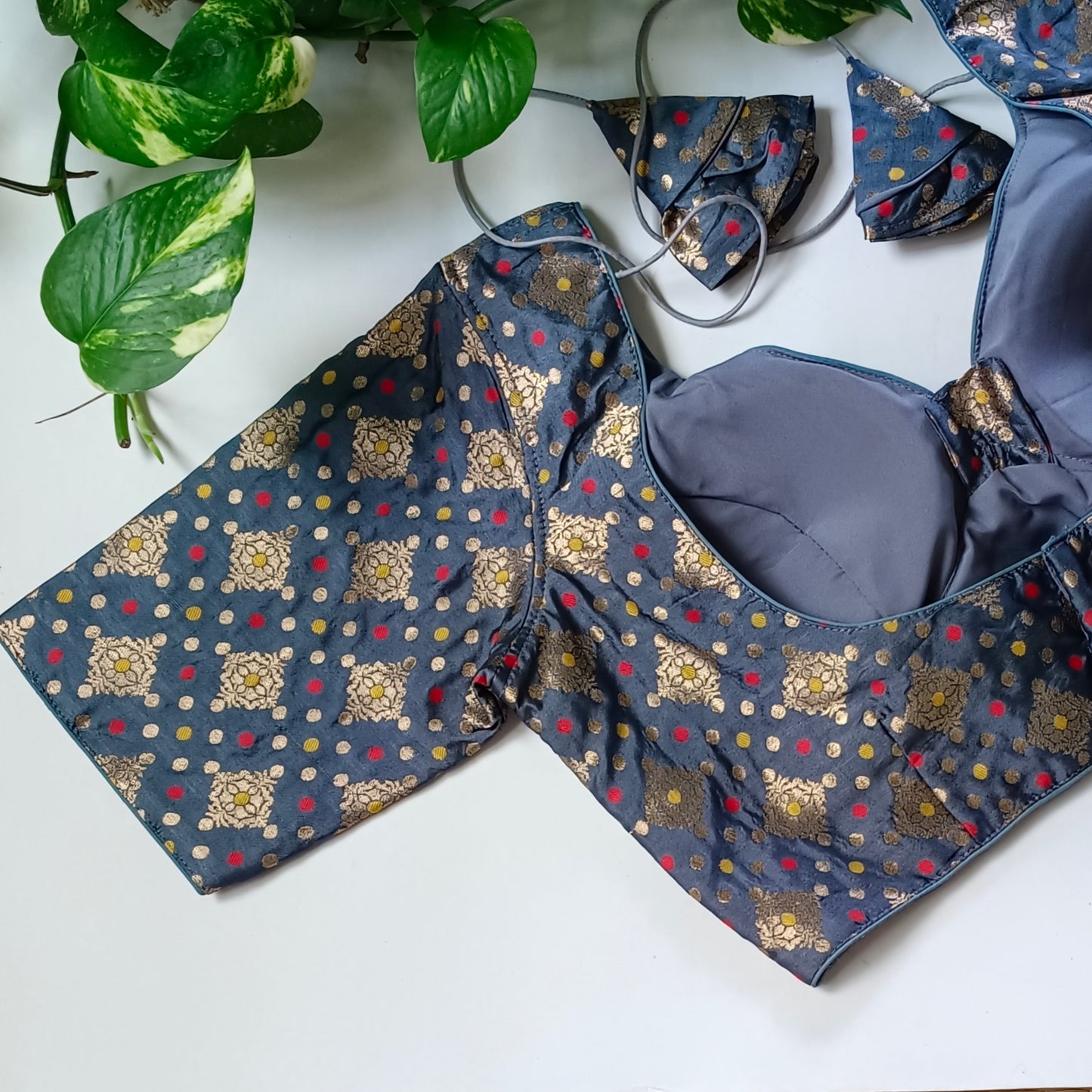 Grey Brocade Blouse