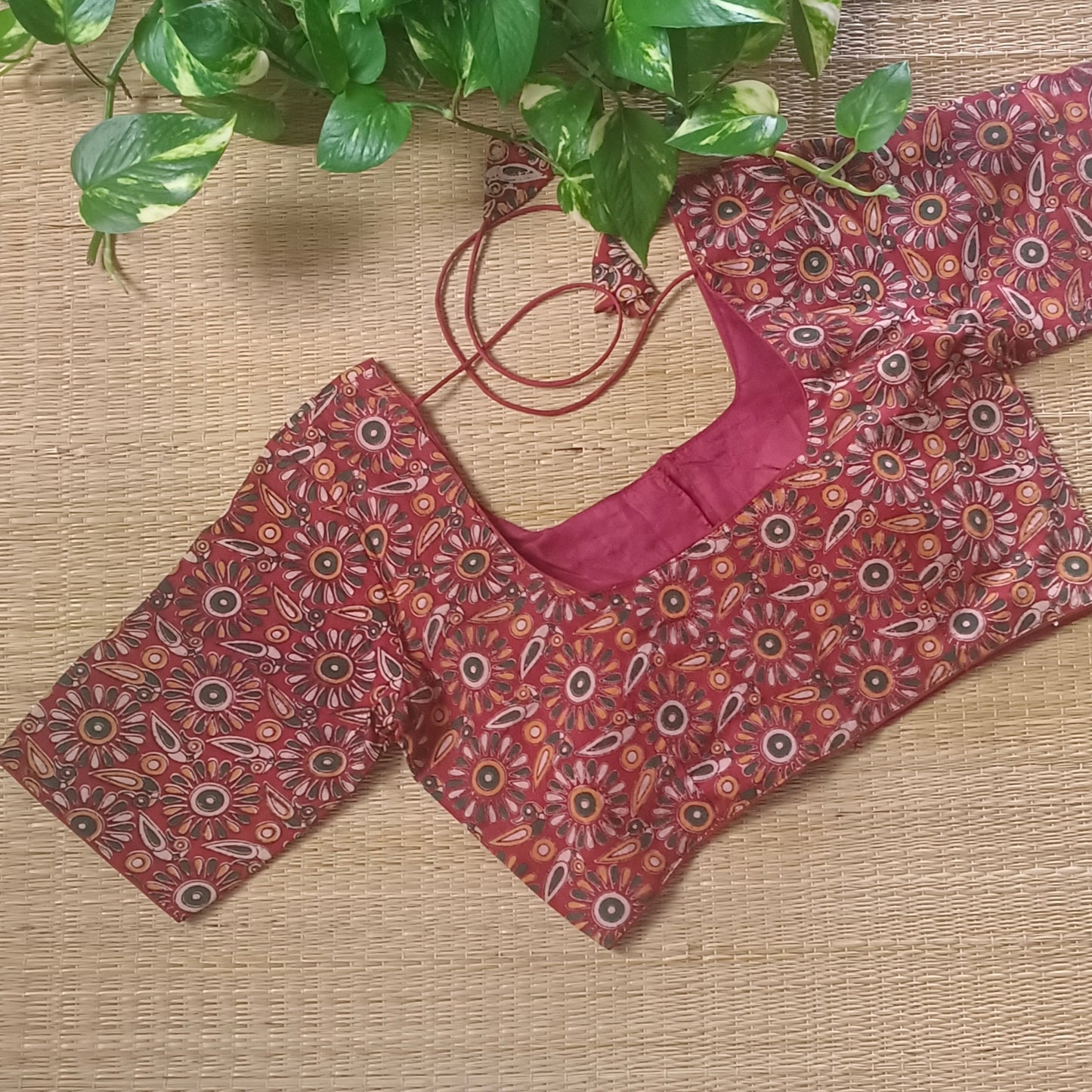 Maroon Kalamkari Cotton Blouse