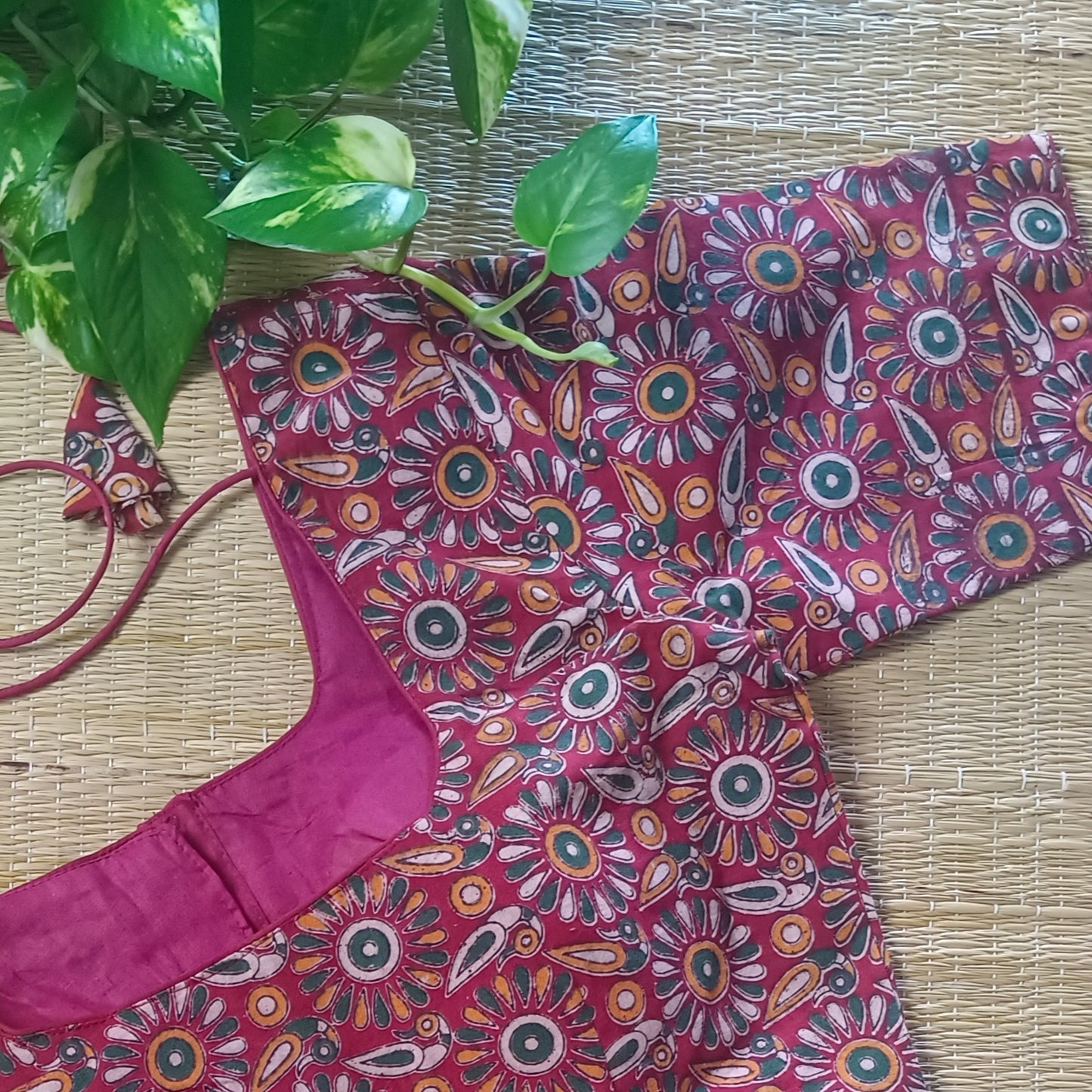Maroon Kalamkari Cotton Blouse