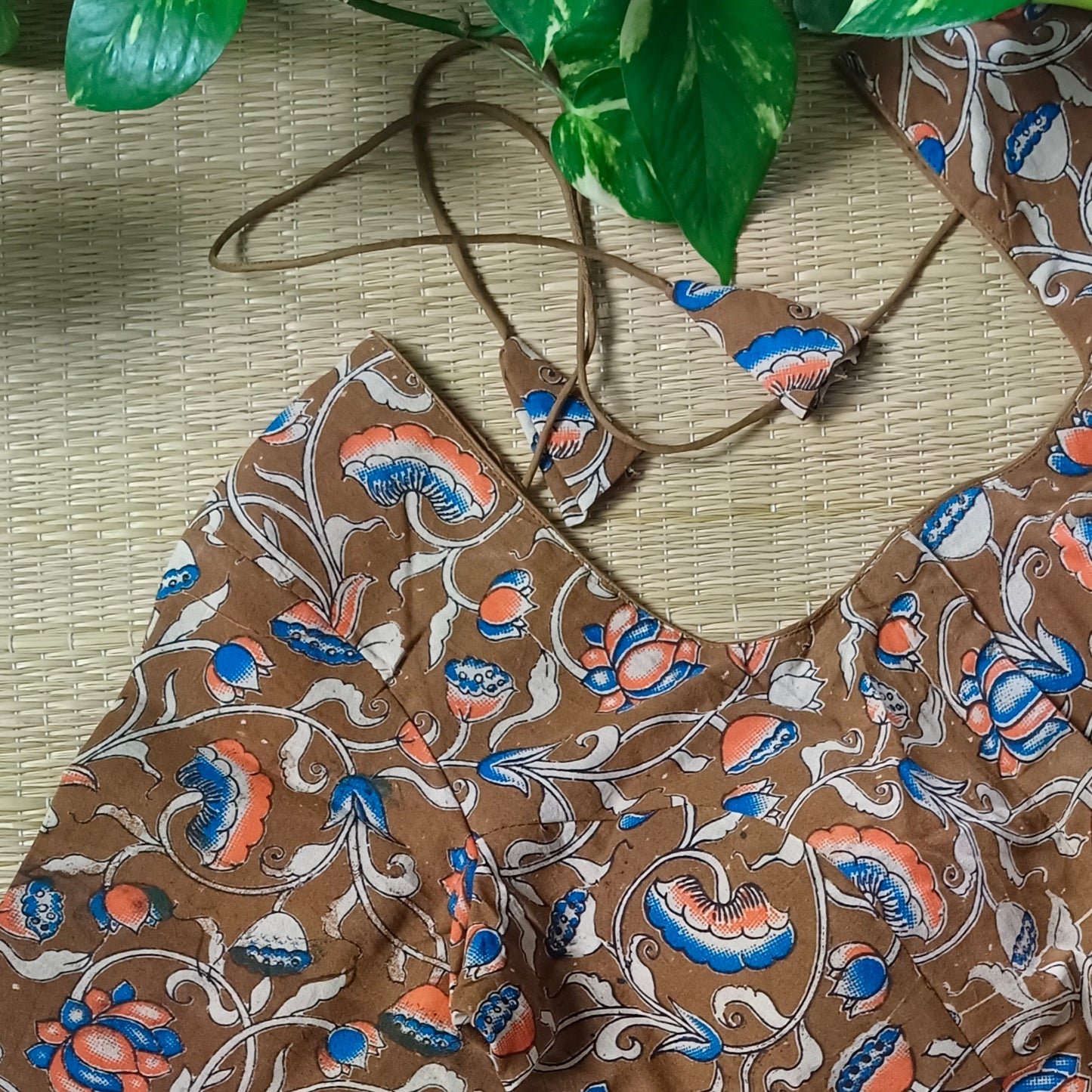 Dark Mustard Kalamkari Cotton Blouse
