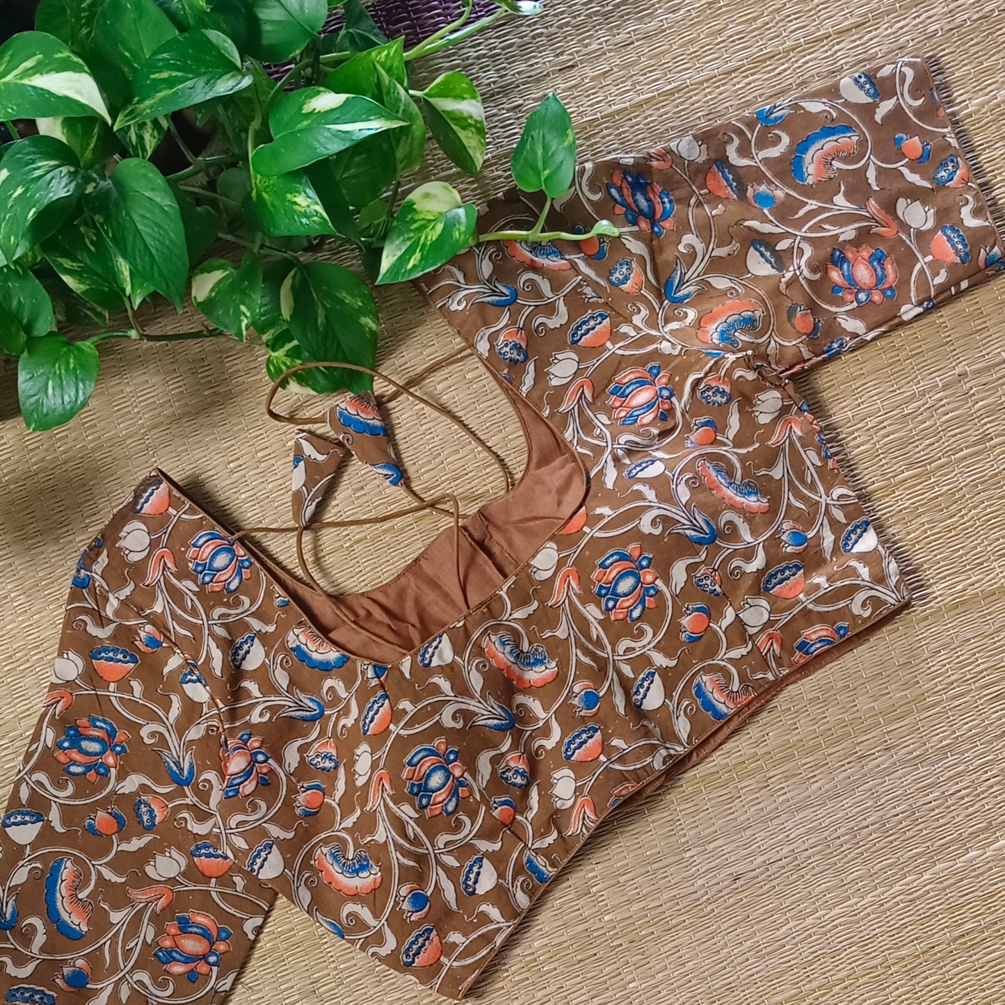 Dark Mustard Kalamkari Cotton Blouse