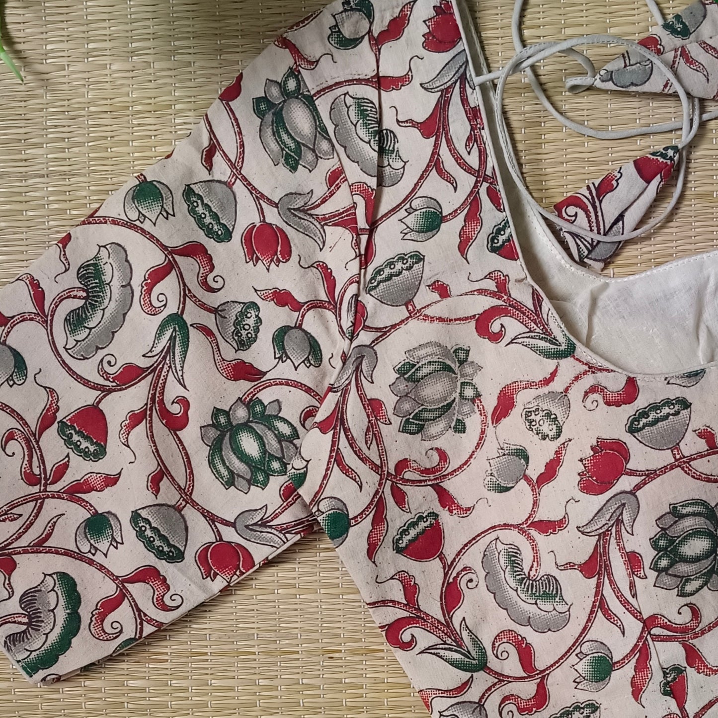 Beige Kalamkari Cotton Blouse