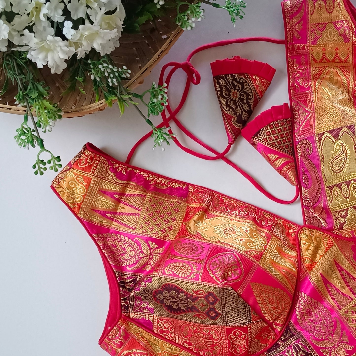 Multicolor Brocade Backless Blouse