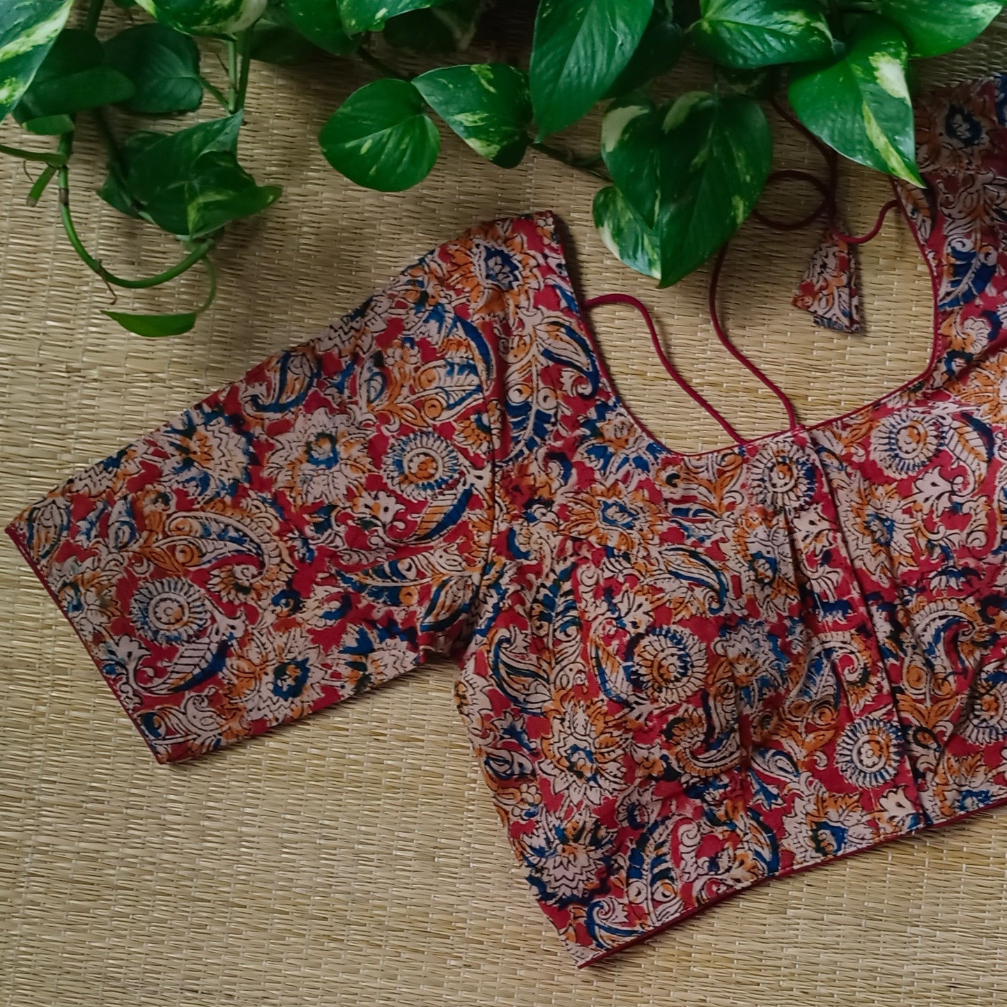 Brick Red Kalamkari Cotton Blouse