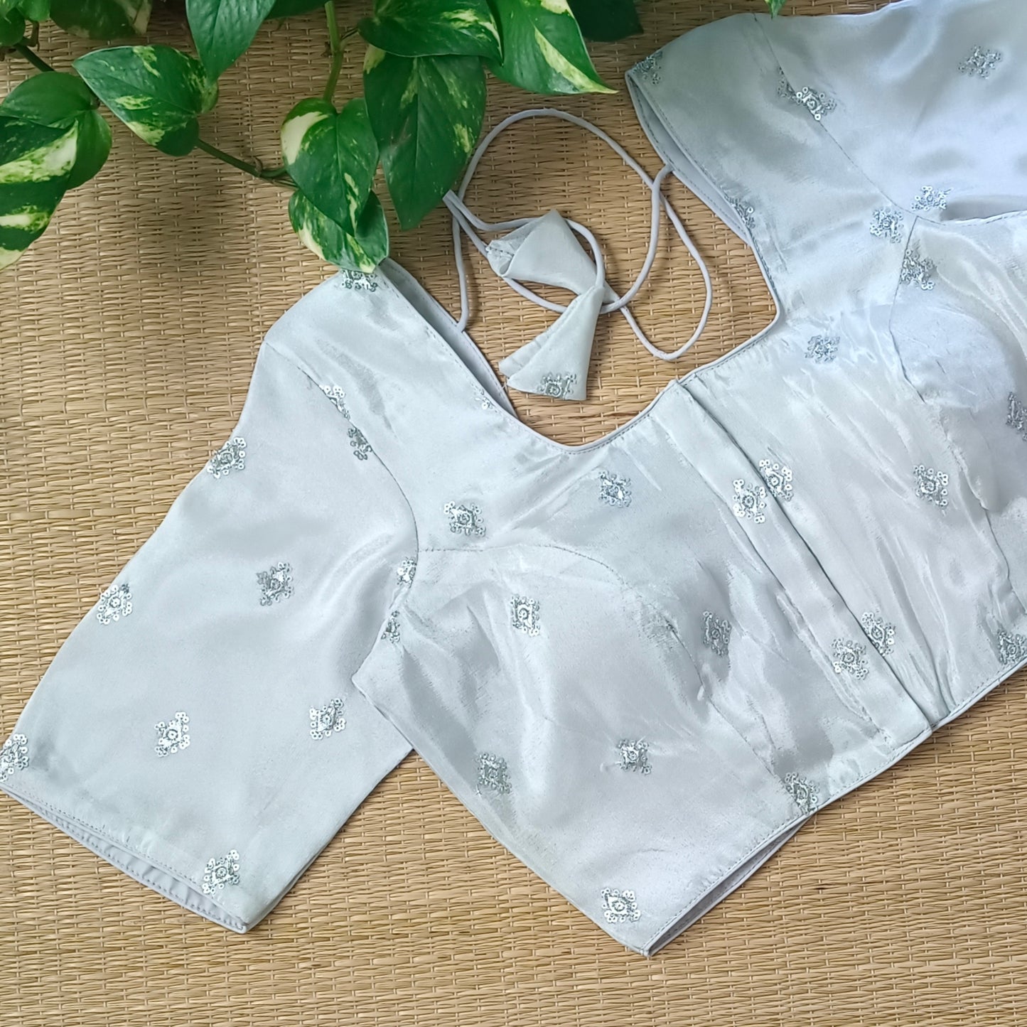 Silver tissue blouse with silver embroidery( assorted )
