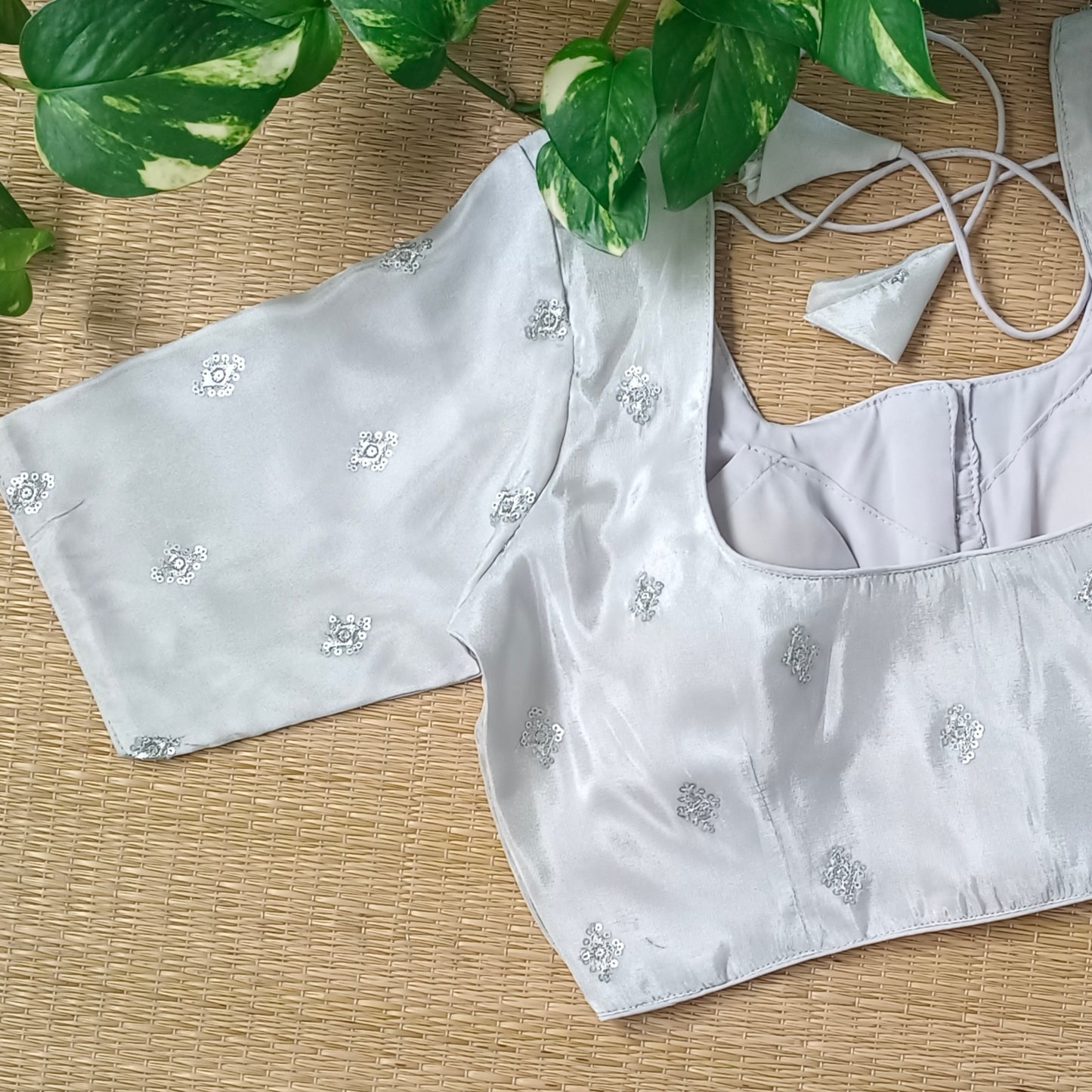 Silver tissue blouse with silver embroidery( assorted )