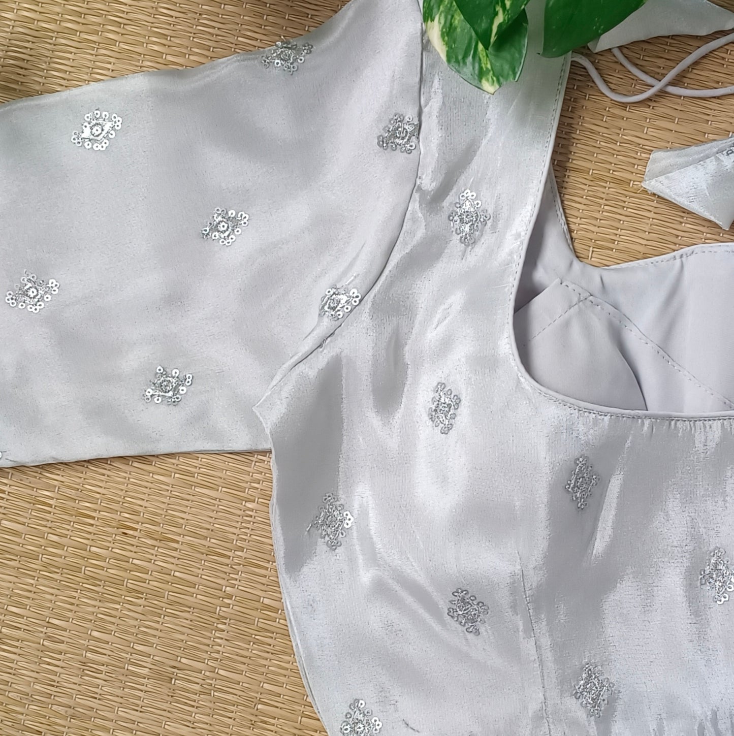 Silver tissue blouse with silver embroidery( assorted )