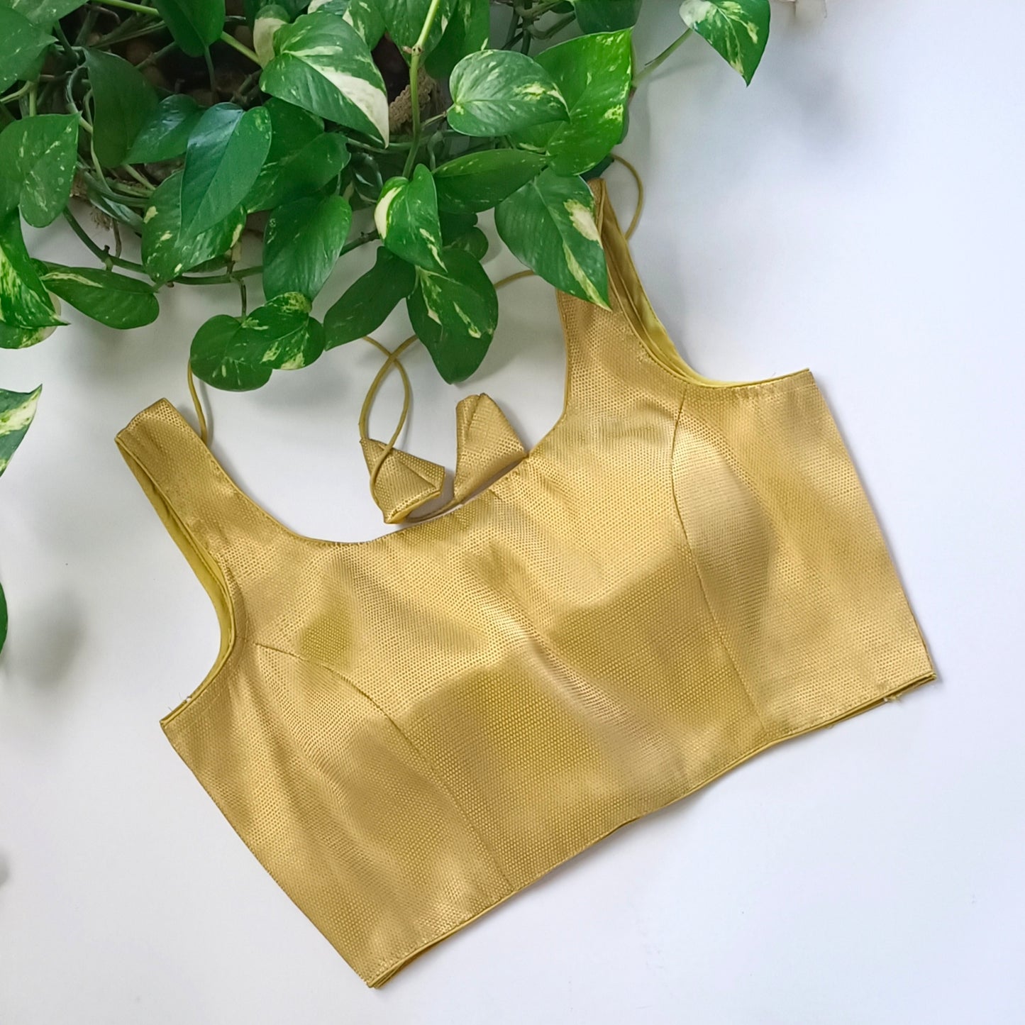 Yellow Brocade Blouse with attachable sleeves (assorted)