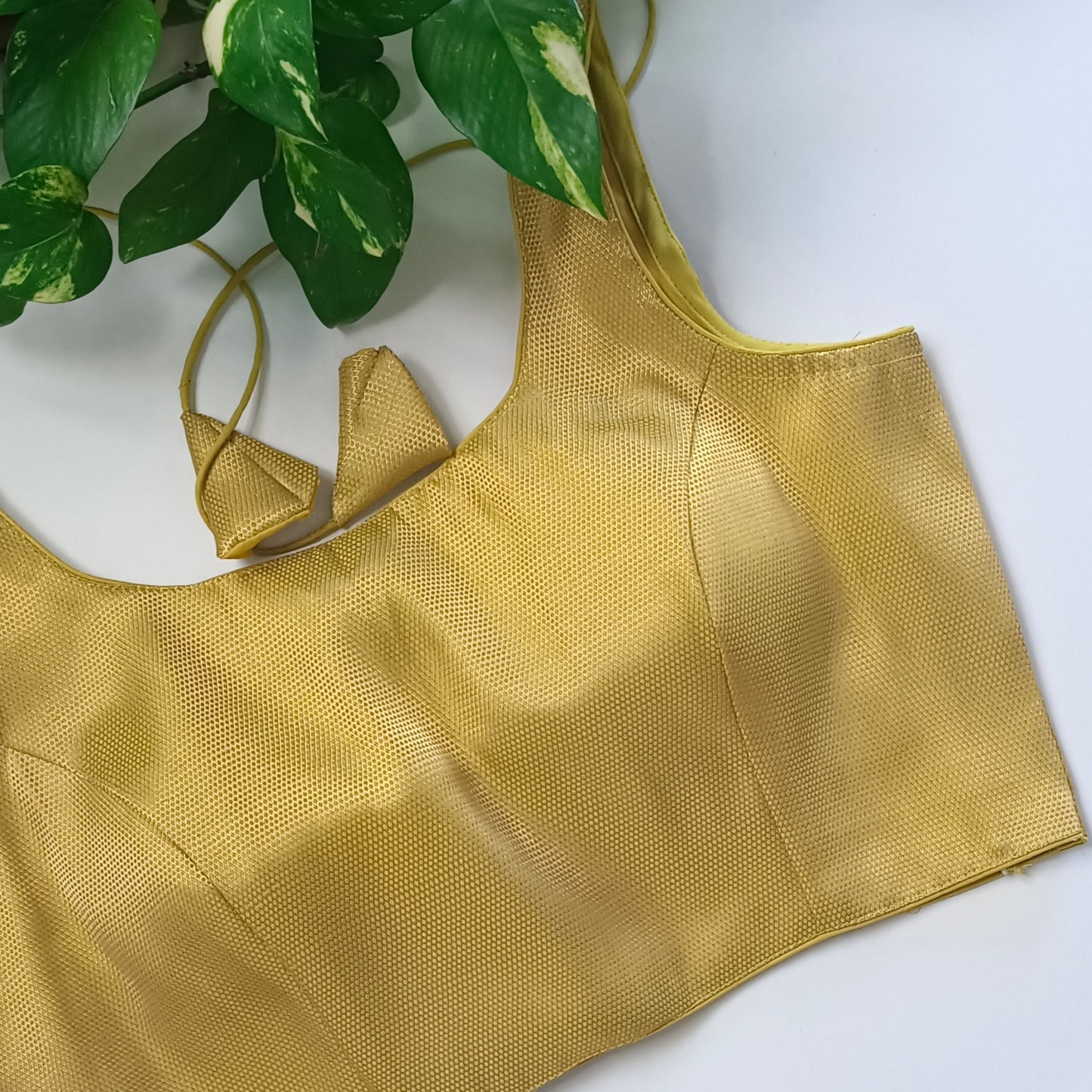 Yellow Brocade Blouse with attachable sleeves (assorted)