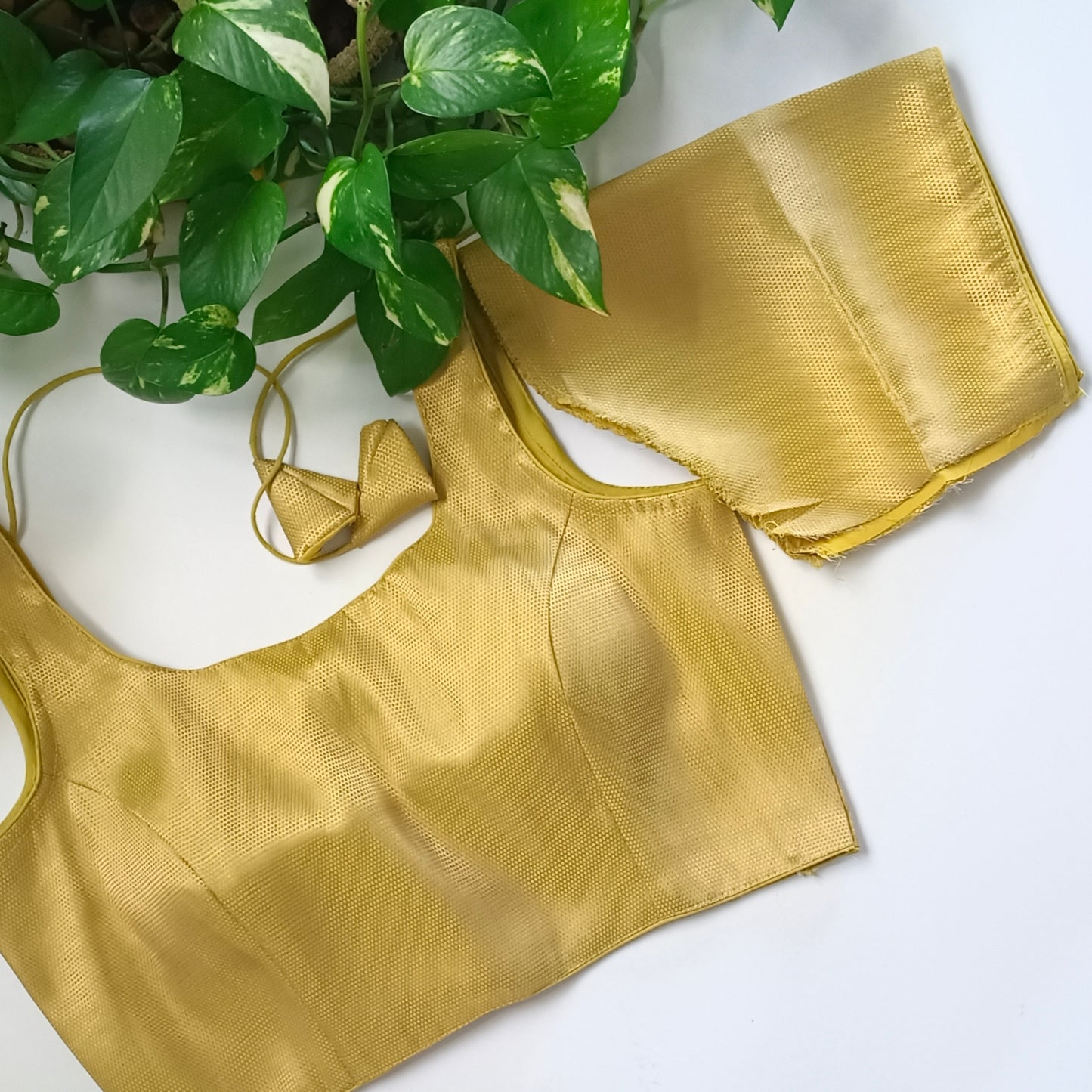 Yellow Brocade Blouse with attachable sleeves (assorted)