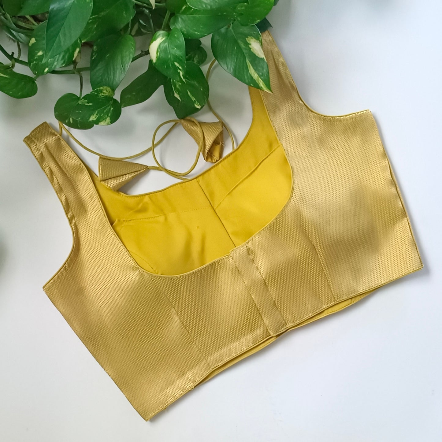 Yellow Brocade Blouse with attachable sleeves (assorted)