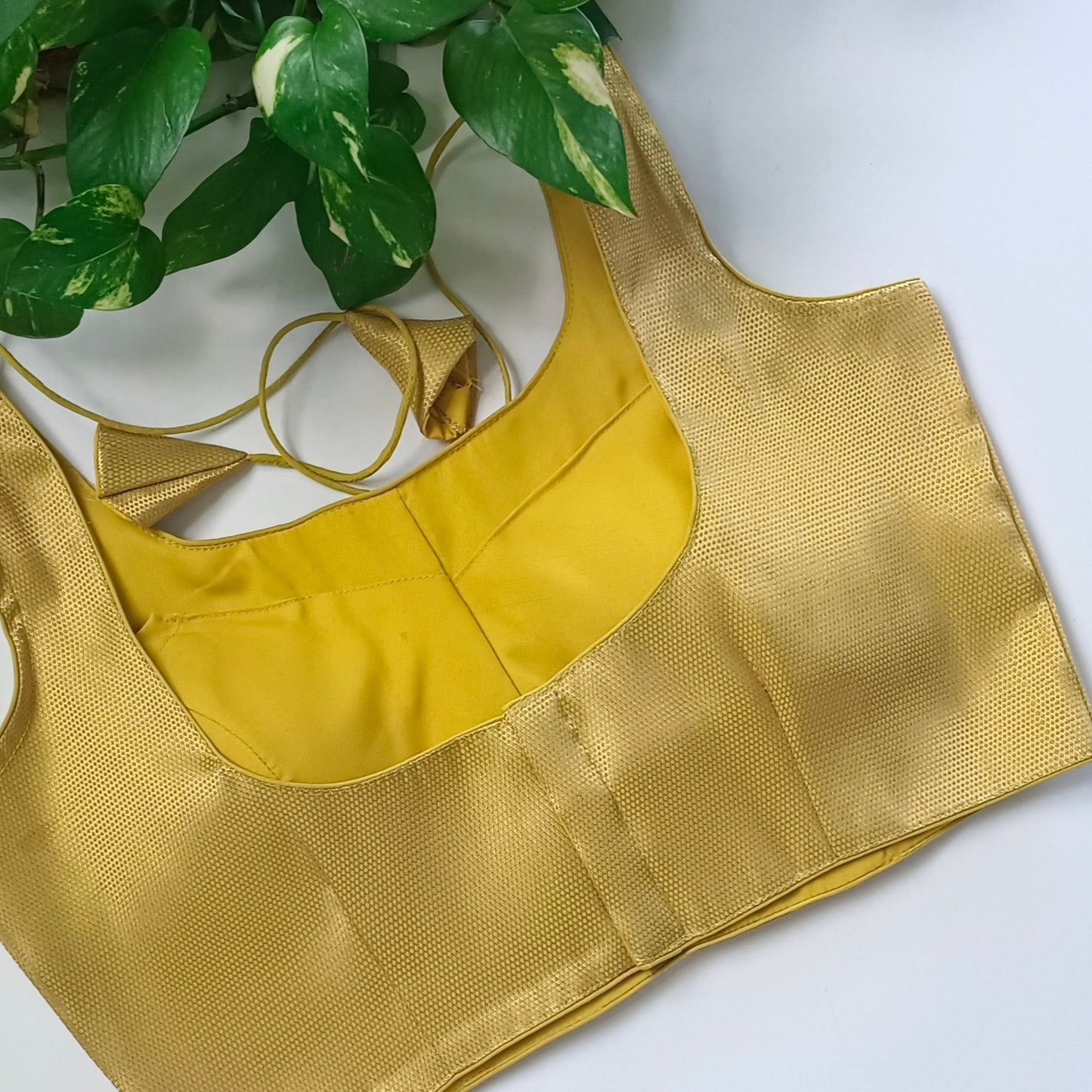 Yellow Brocade Blouse with attachable sleeves (assorted)