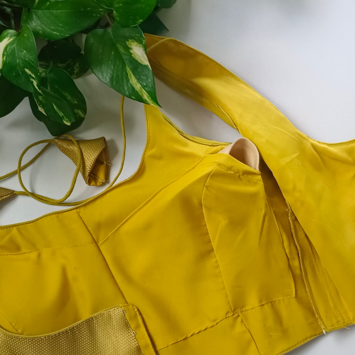 Yellow Brocade Blouse with attachable sleeves (assorted)