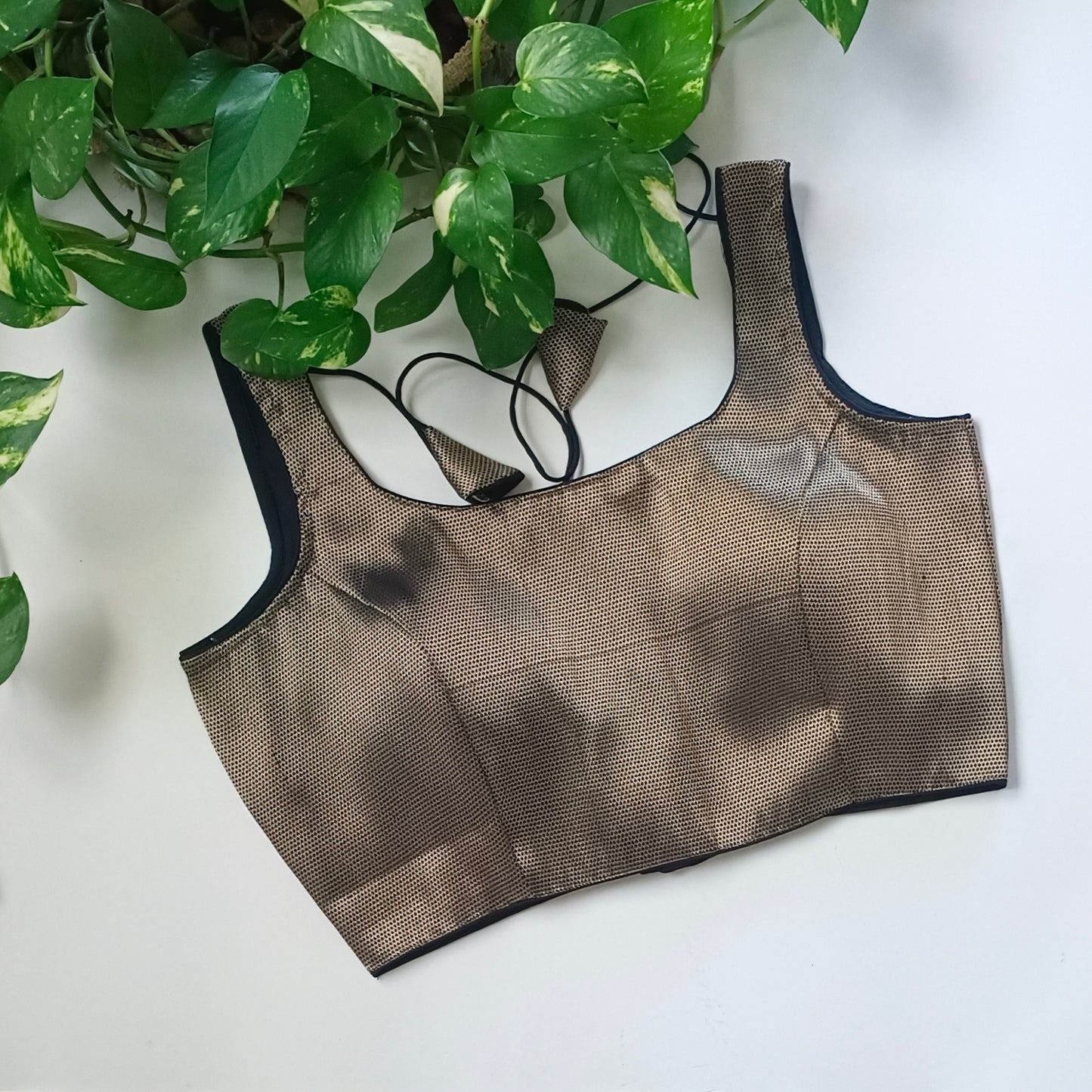 Black Brocade Blouse with attachable sleeves