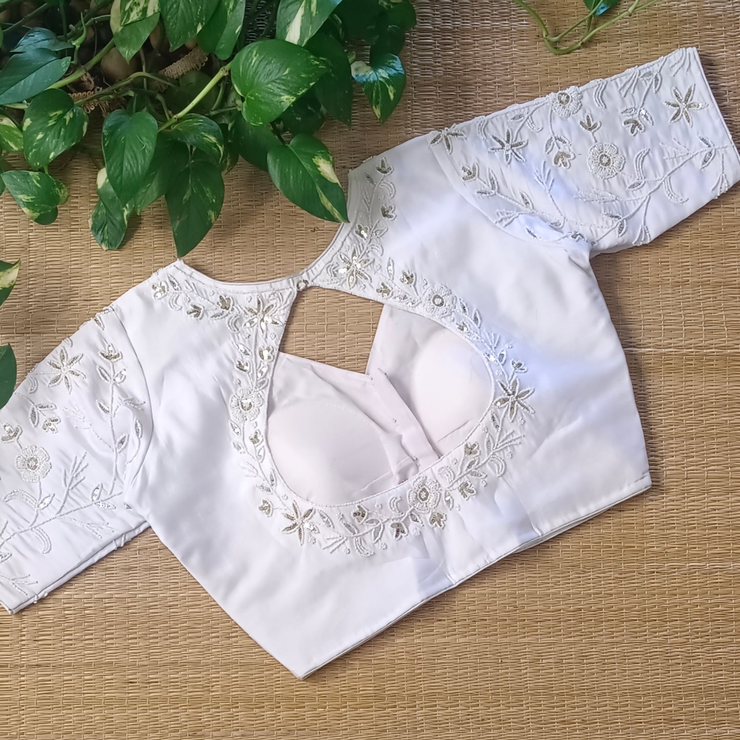 White pearl work blouse
