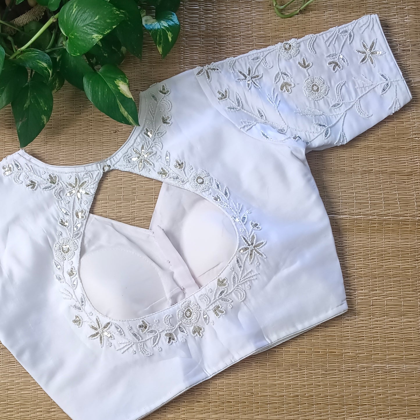 White pearl work blouse