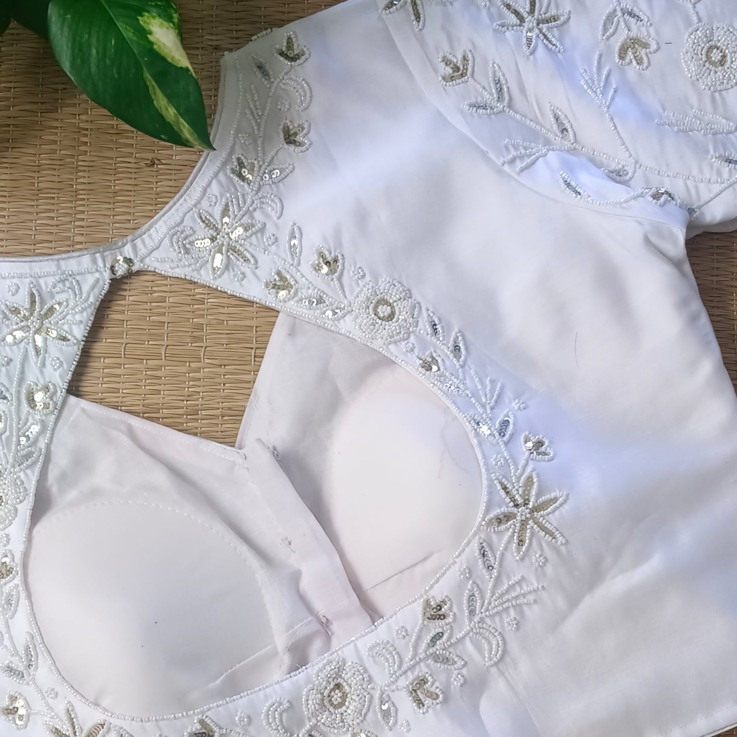 White pearl work blouse