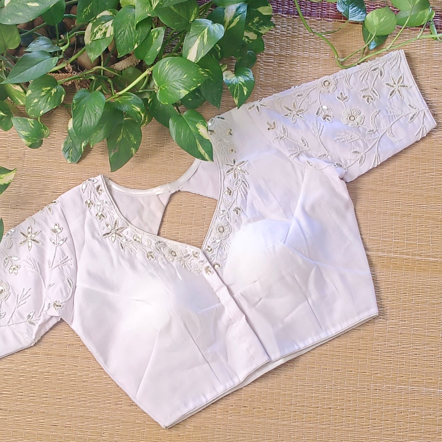 White pearl work blouse