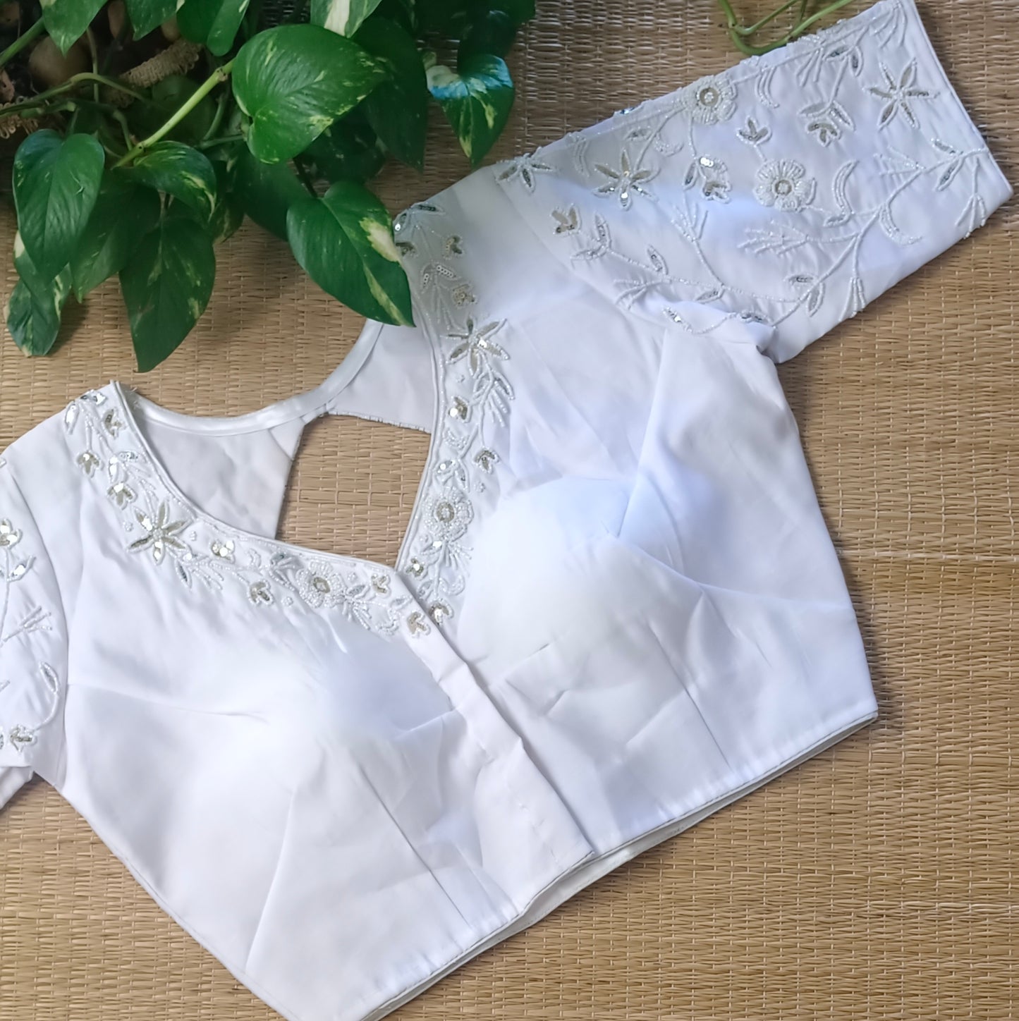 White pearl work blouse