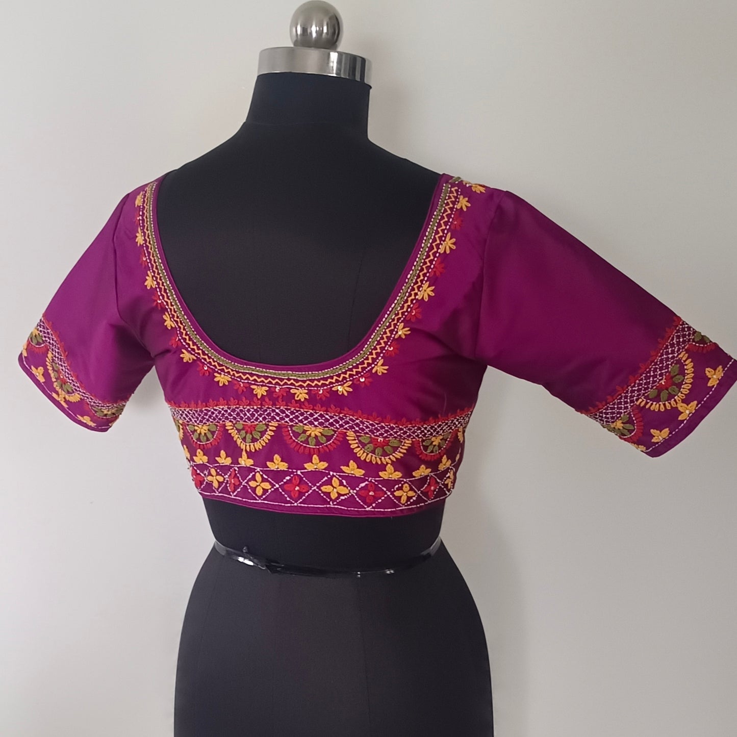 Magenta hand embroidery blouse