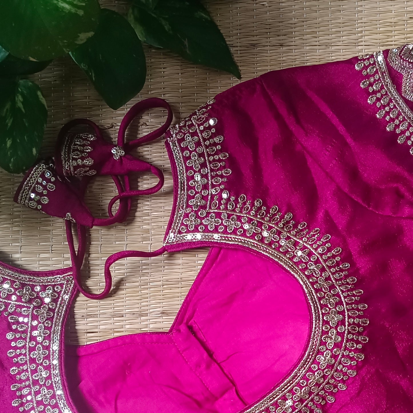 Magenta Sequence Work Blouse