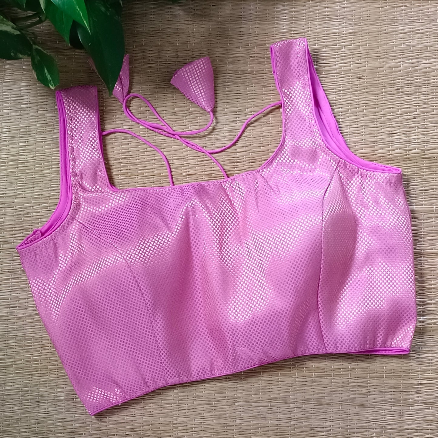 Pink Brocade Blouse with attachable sleeves (assorted)