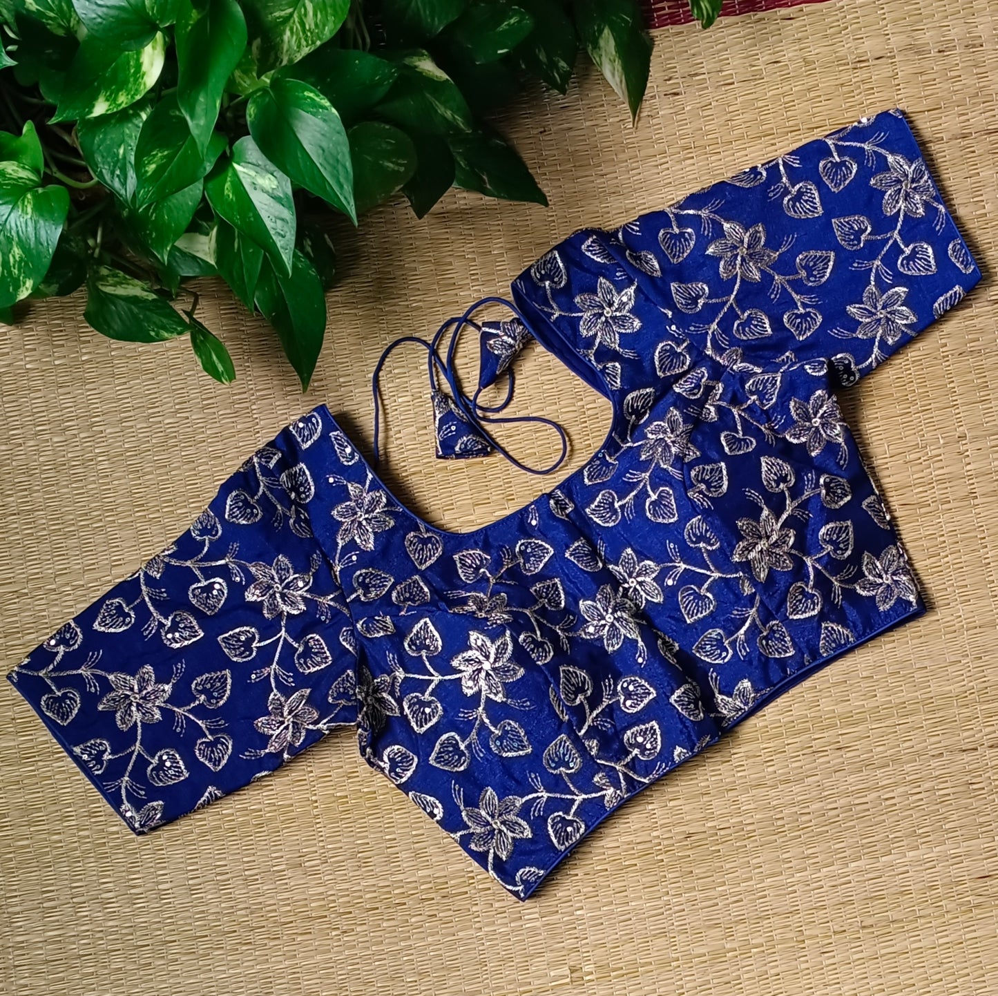 Light Navy Blue sequence embroidery blouse