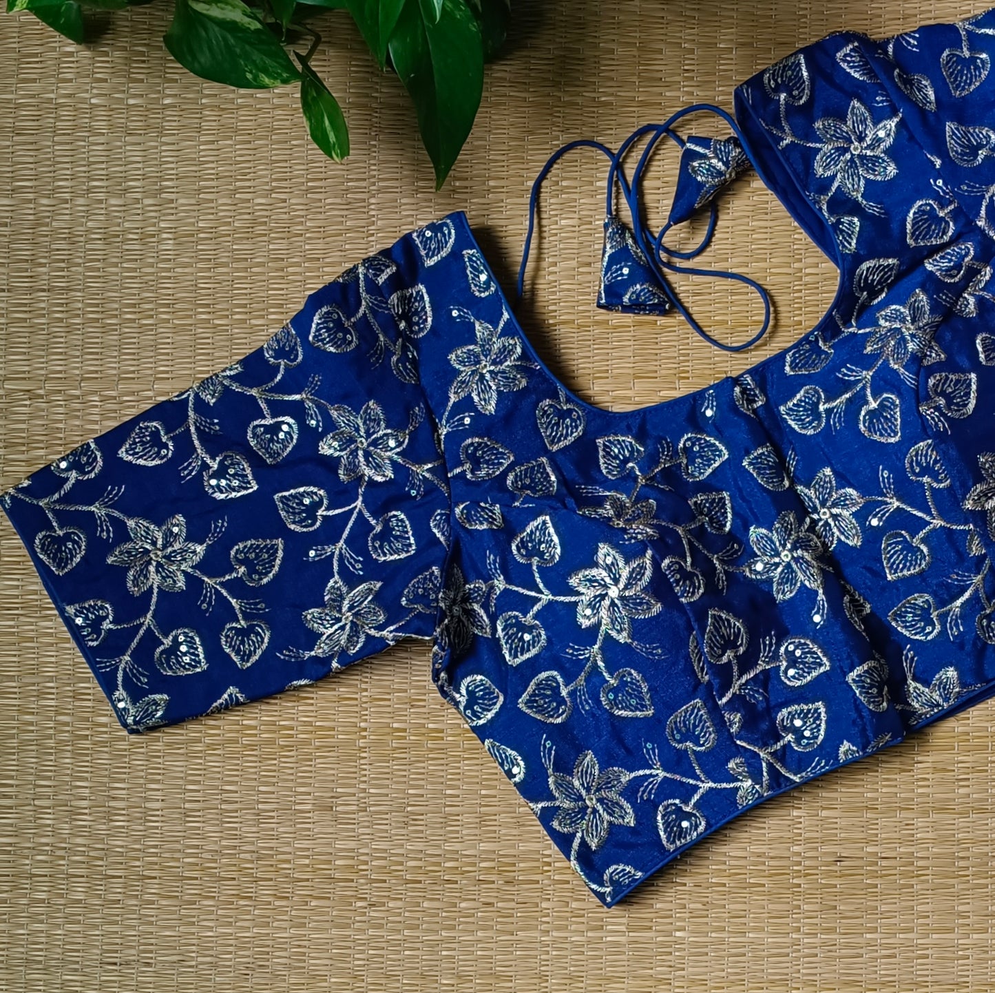 Light Navy Blue sequence embroidery blouse