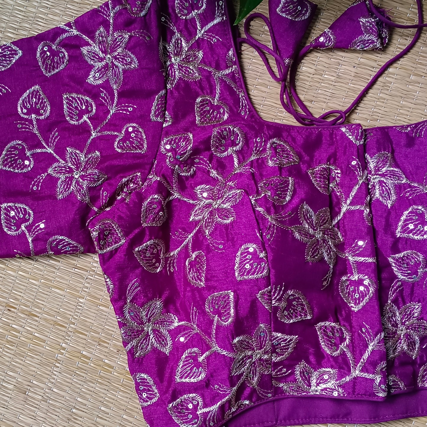 Magenta sequence embroidery blouse