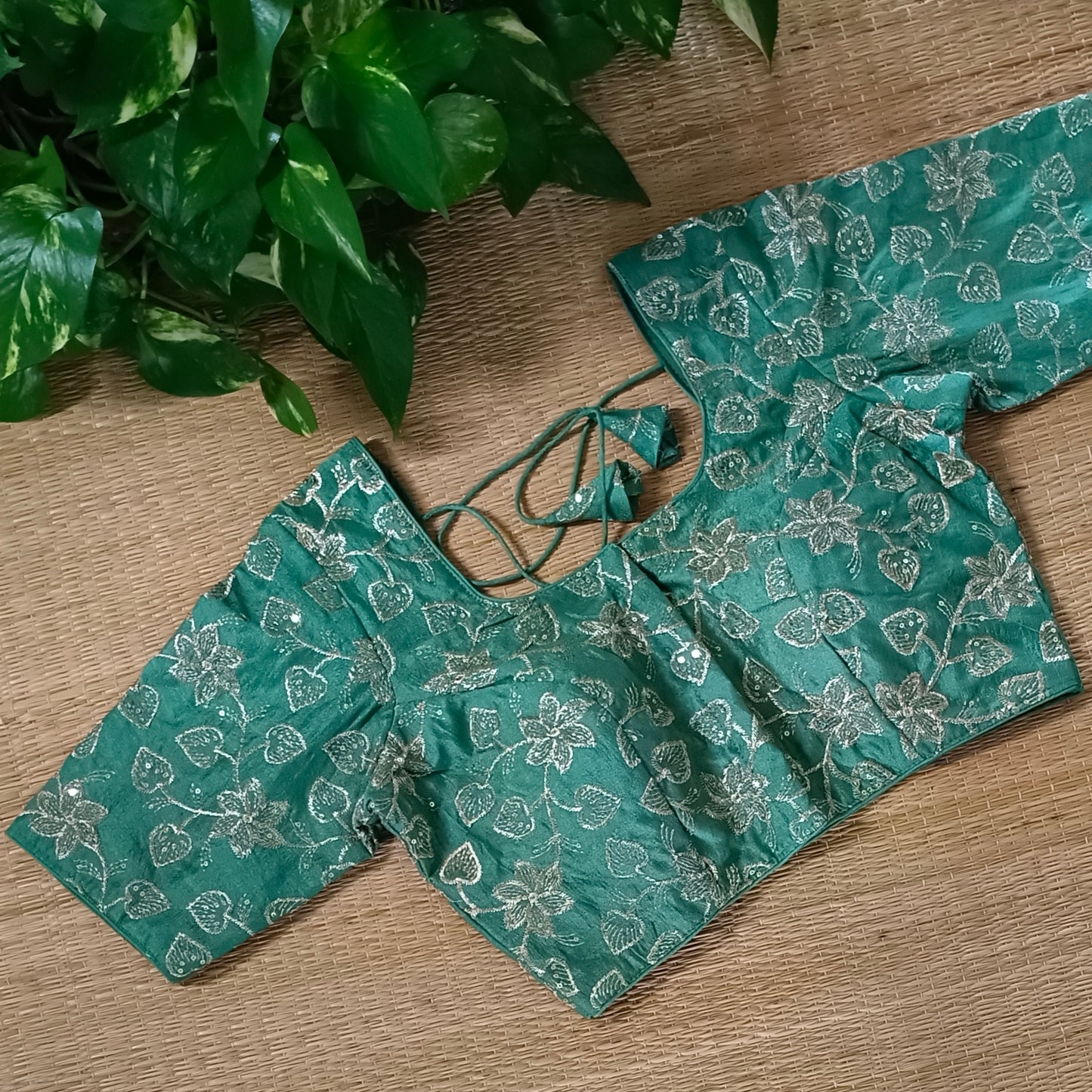 Pista Green sequence embroidery blouse