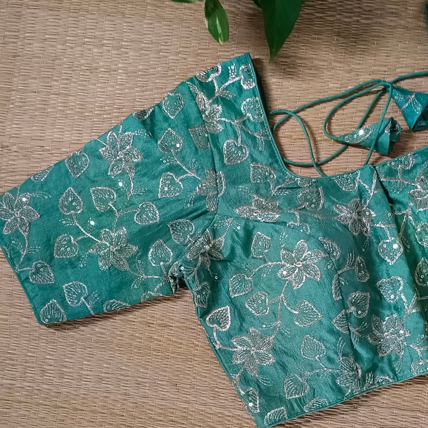 Pista Green sequence embroidery blouse