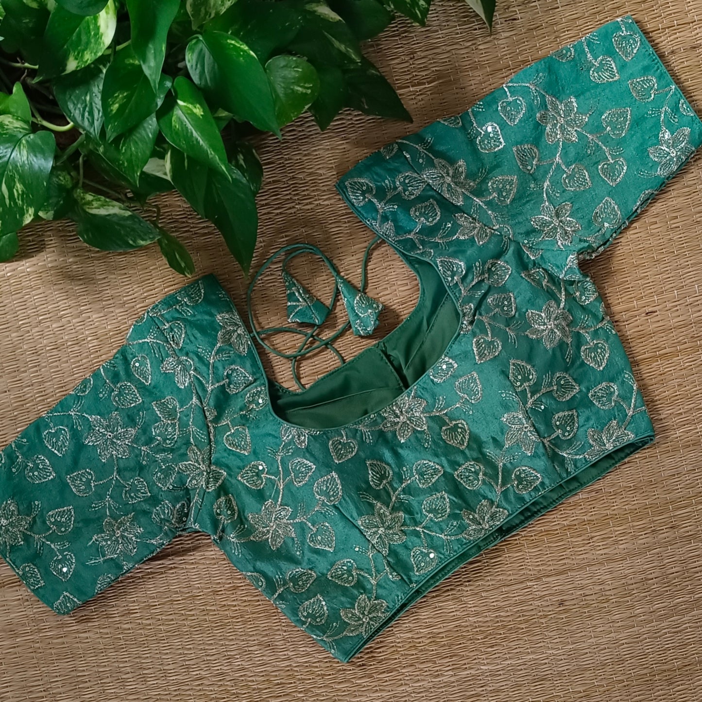 Pista Green sequence embroidery blouse