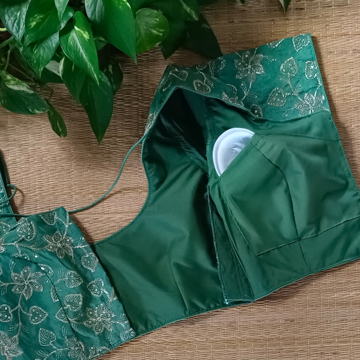 Pista Green sequence embroidery blouse