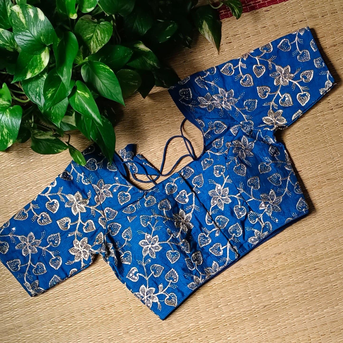 Dark Blue sequence embroidery blouse