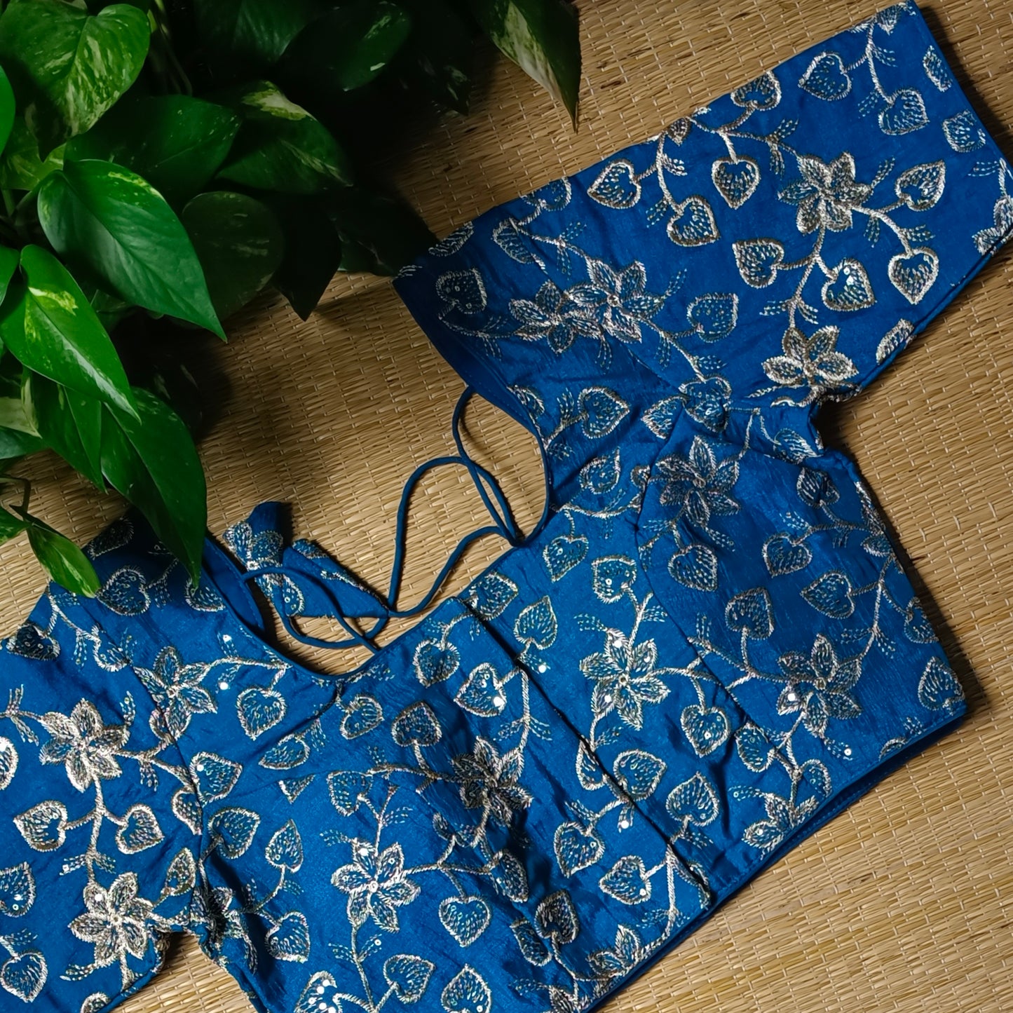 Dark Blue sequence embroidery blouse