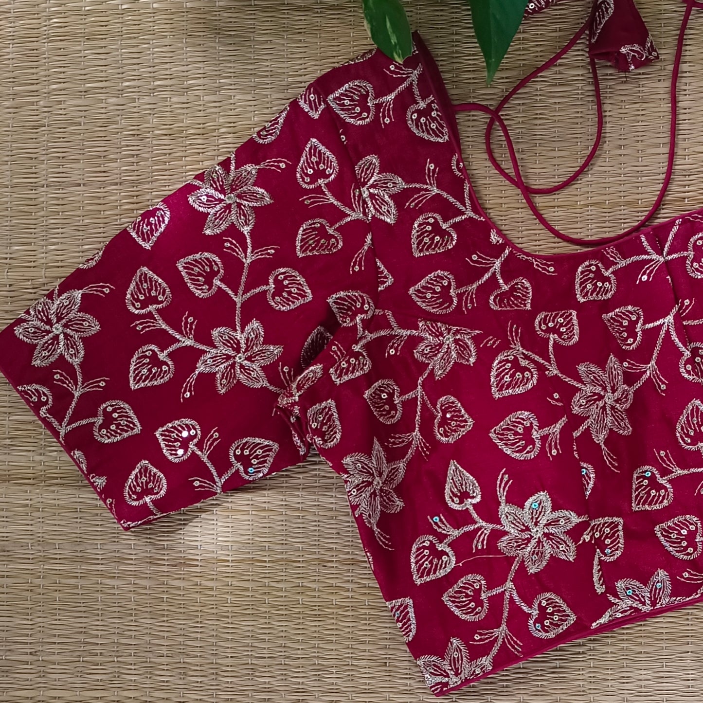 Maroon sequence embroidery blouse