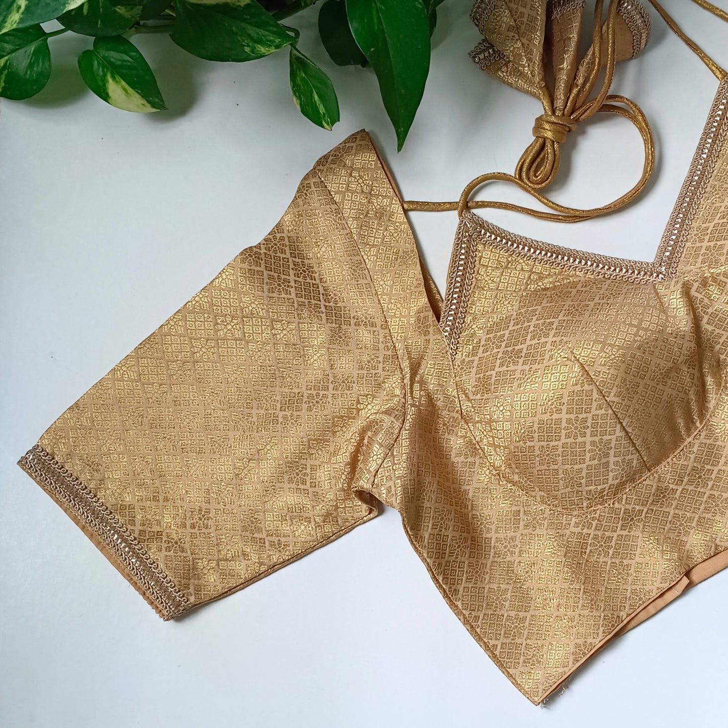 Golden Banarasi Masaba Neck Blouse