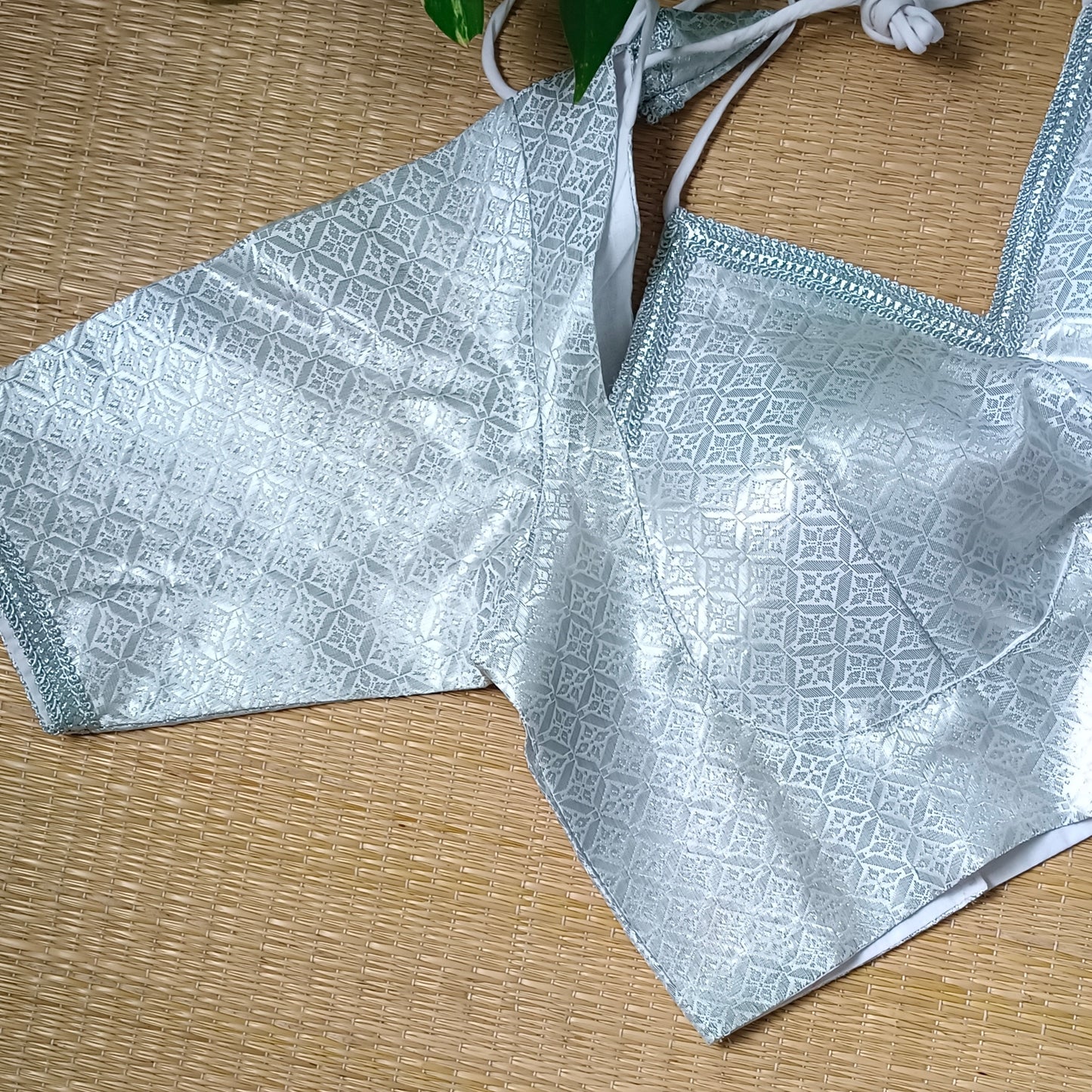 Silver Banarasi Masaba Neck Blouse