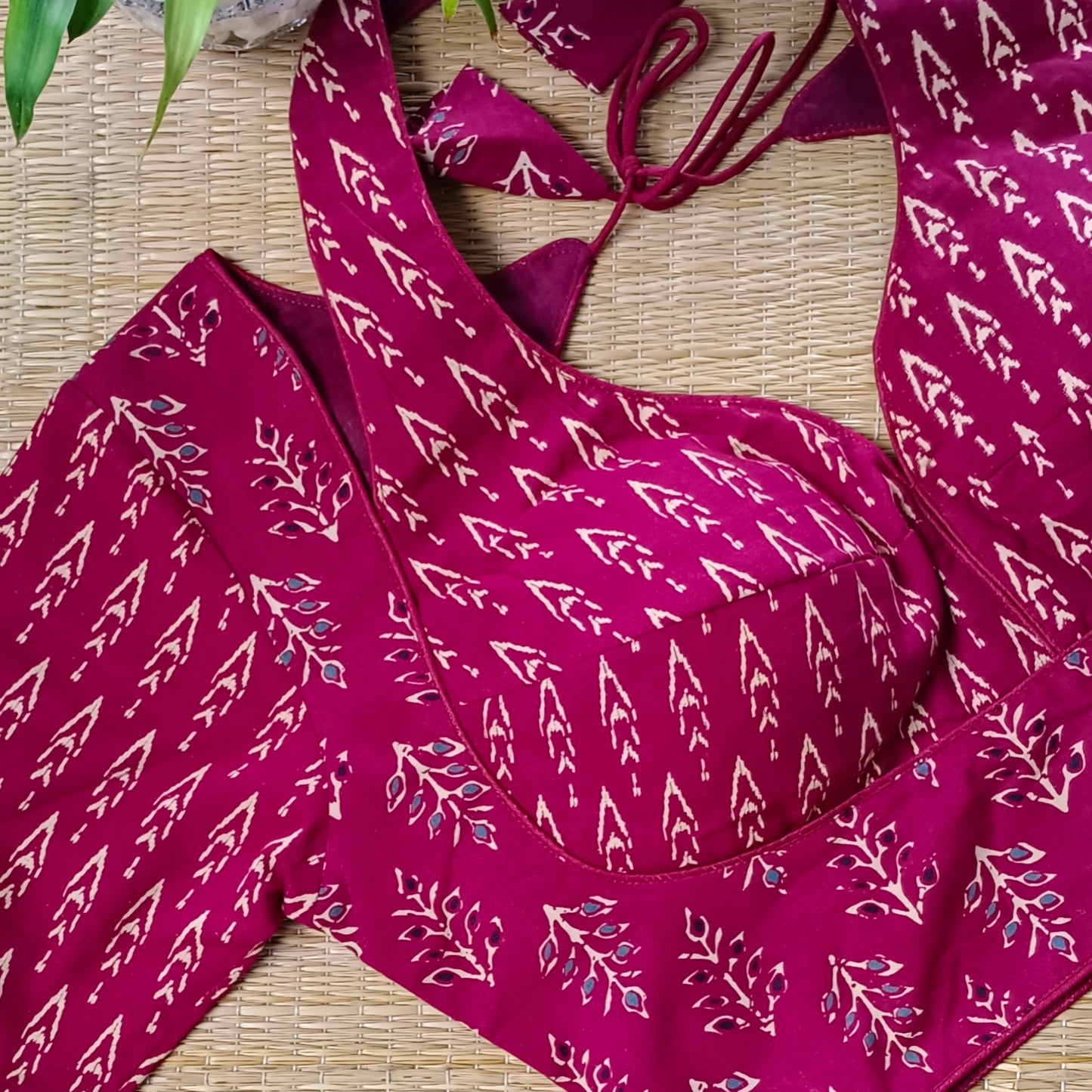 Maroon Masaba Neck Ajrak Blouse