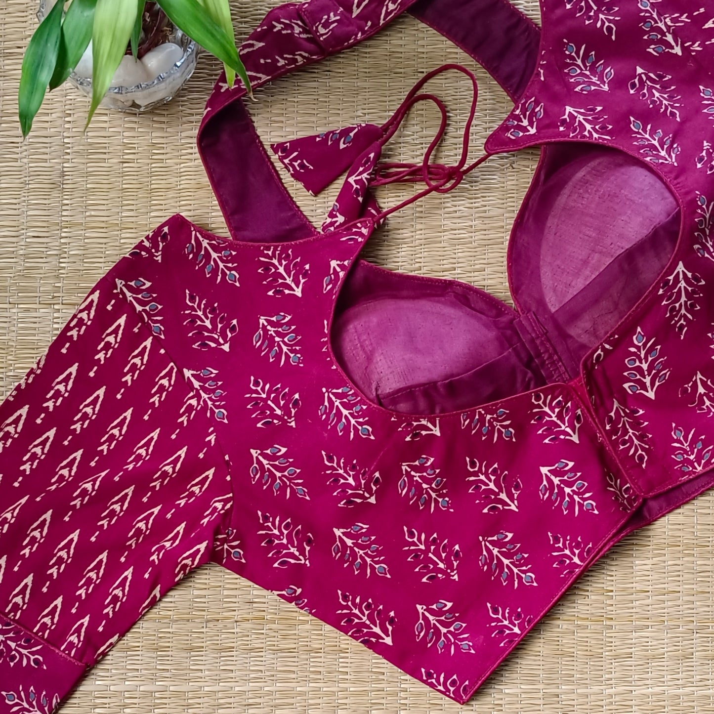 Maroon Masaba Neck Ajrak Blouse