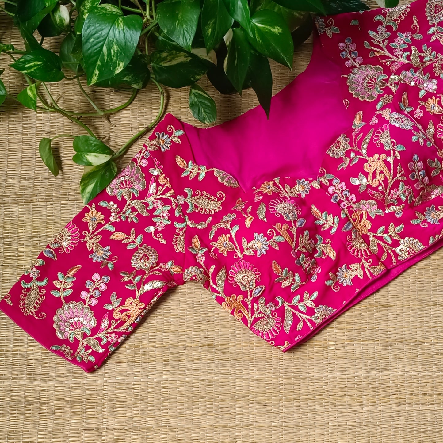 Rani pink crepe code work blouse