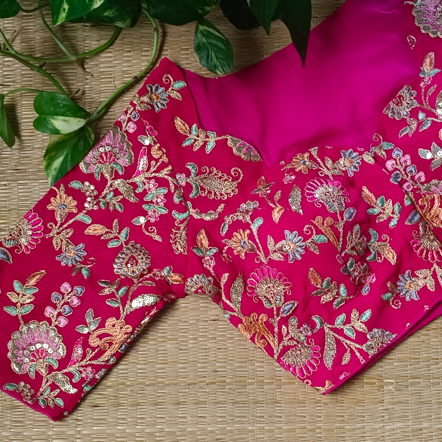 Rani pink crepe code work blouse