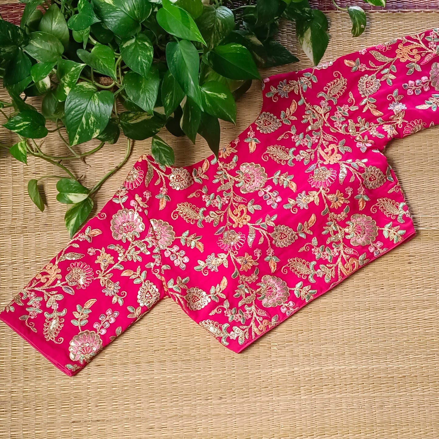 Rani pink crepe code work blouse