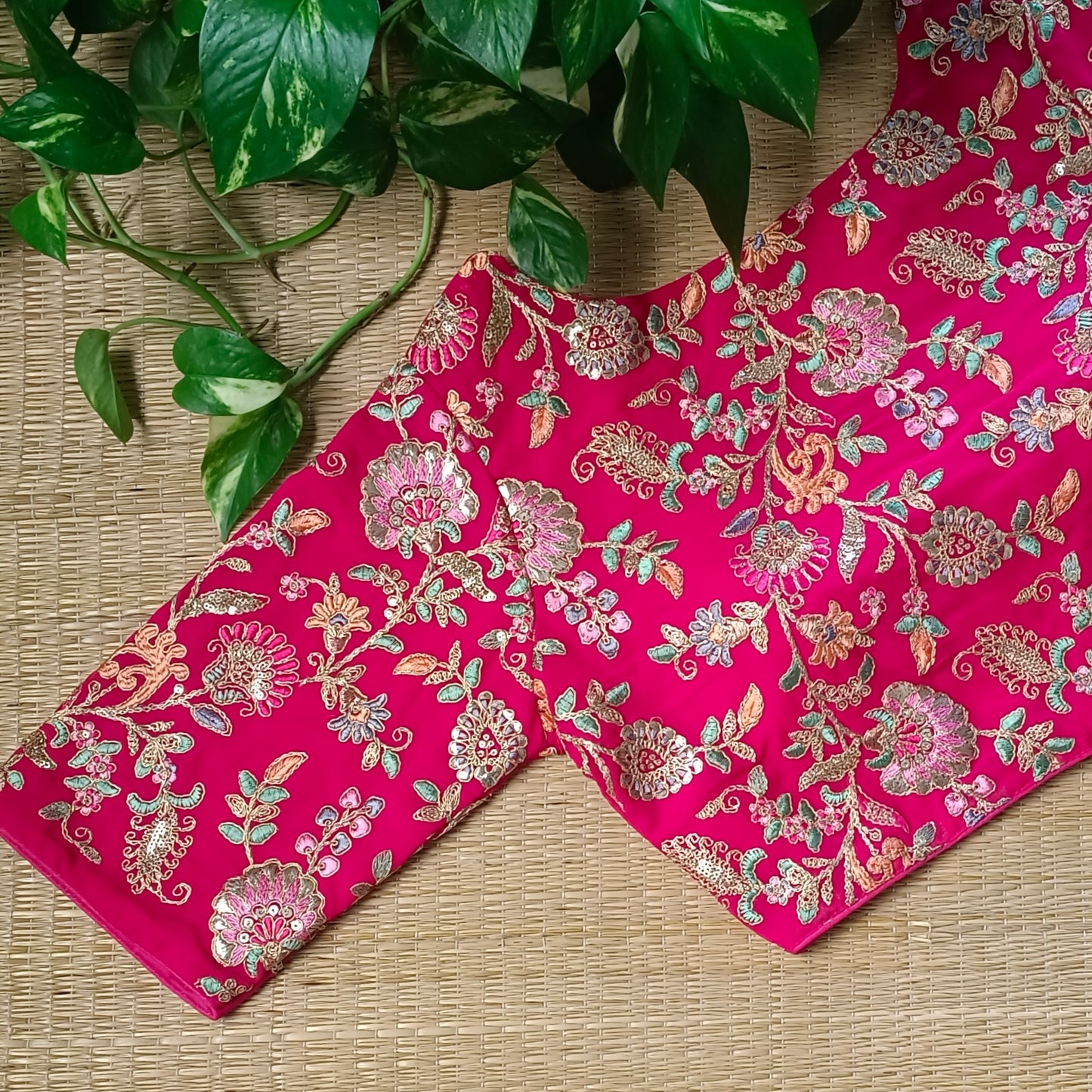 Rani pink crepe code work blouse