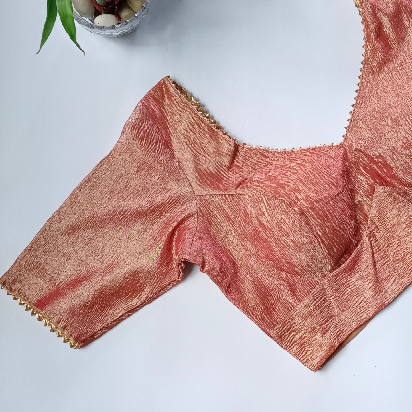 Metallic rustic orange crush tissue blouse